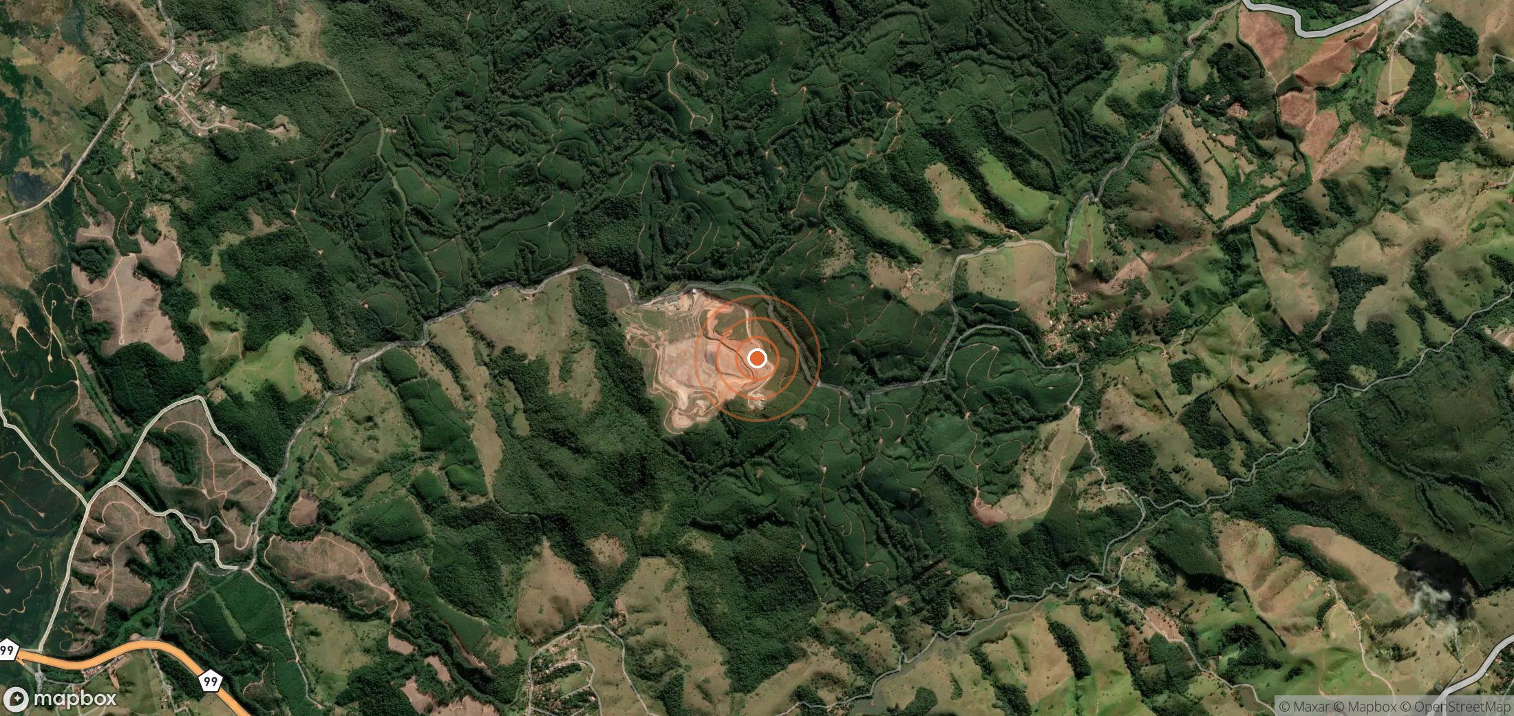 Satellite map of methane plume locations in Brazil