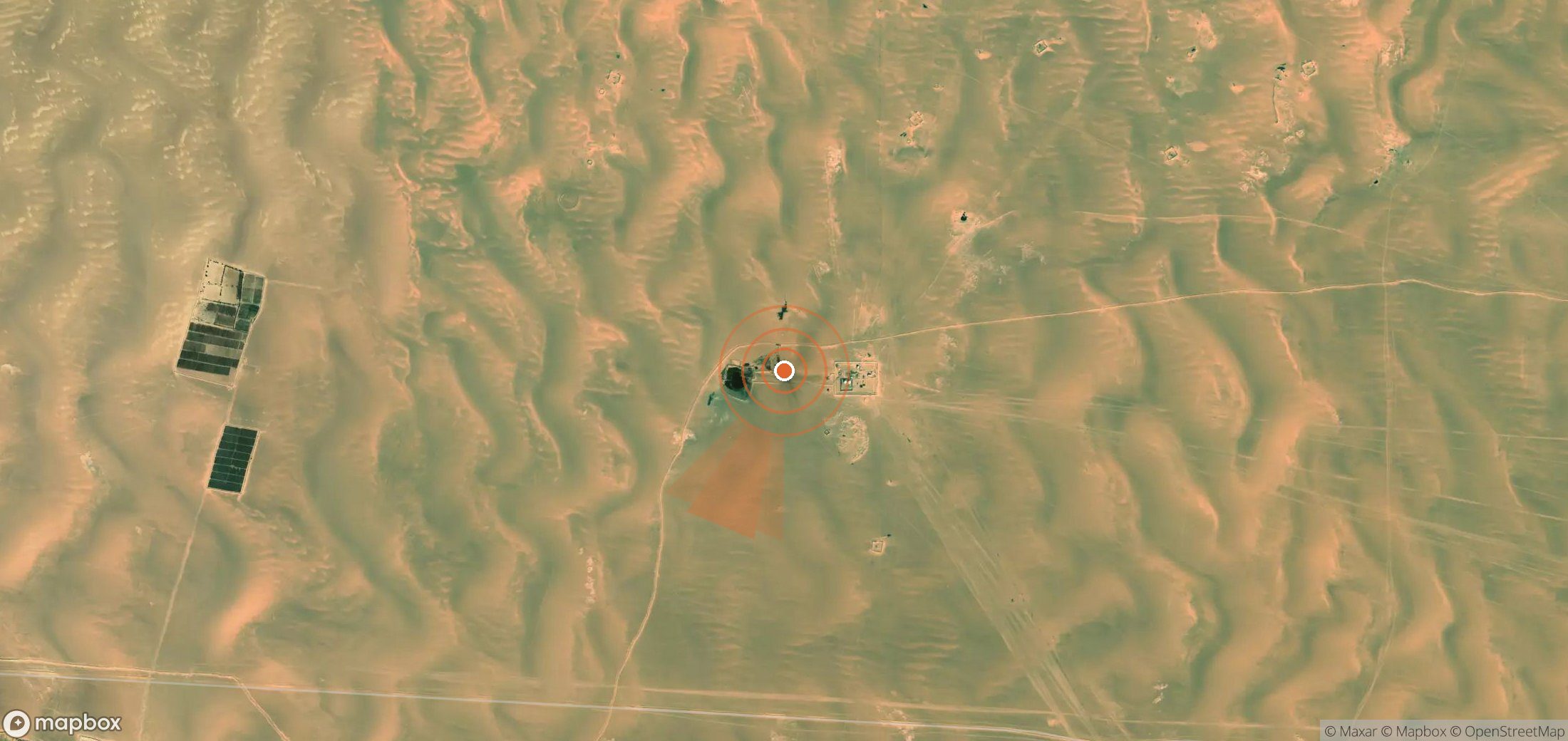 Satellite map of methane plume locations in Libya