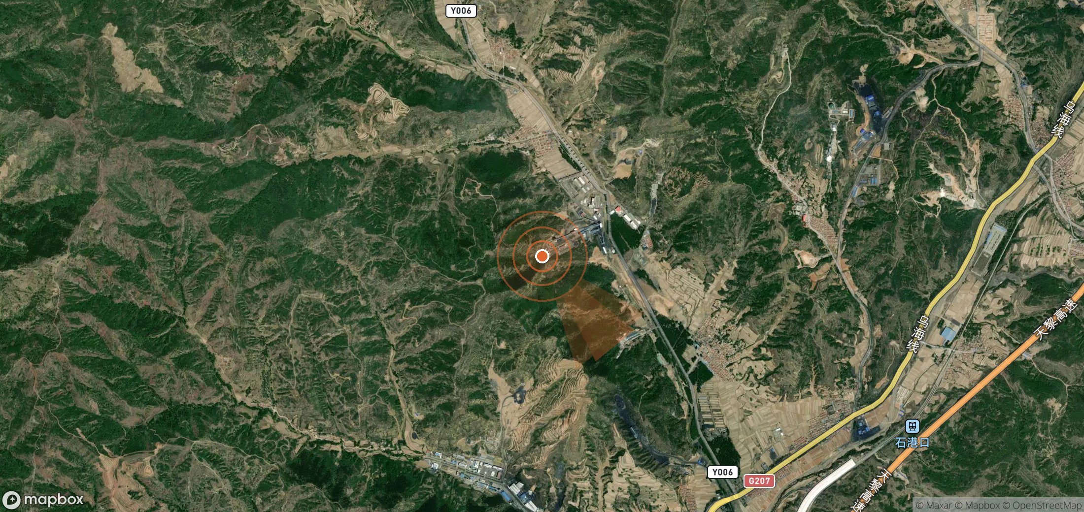 Satellite map of methane plume locations in China