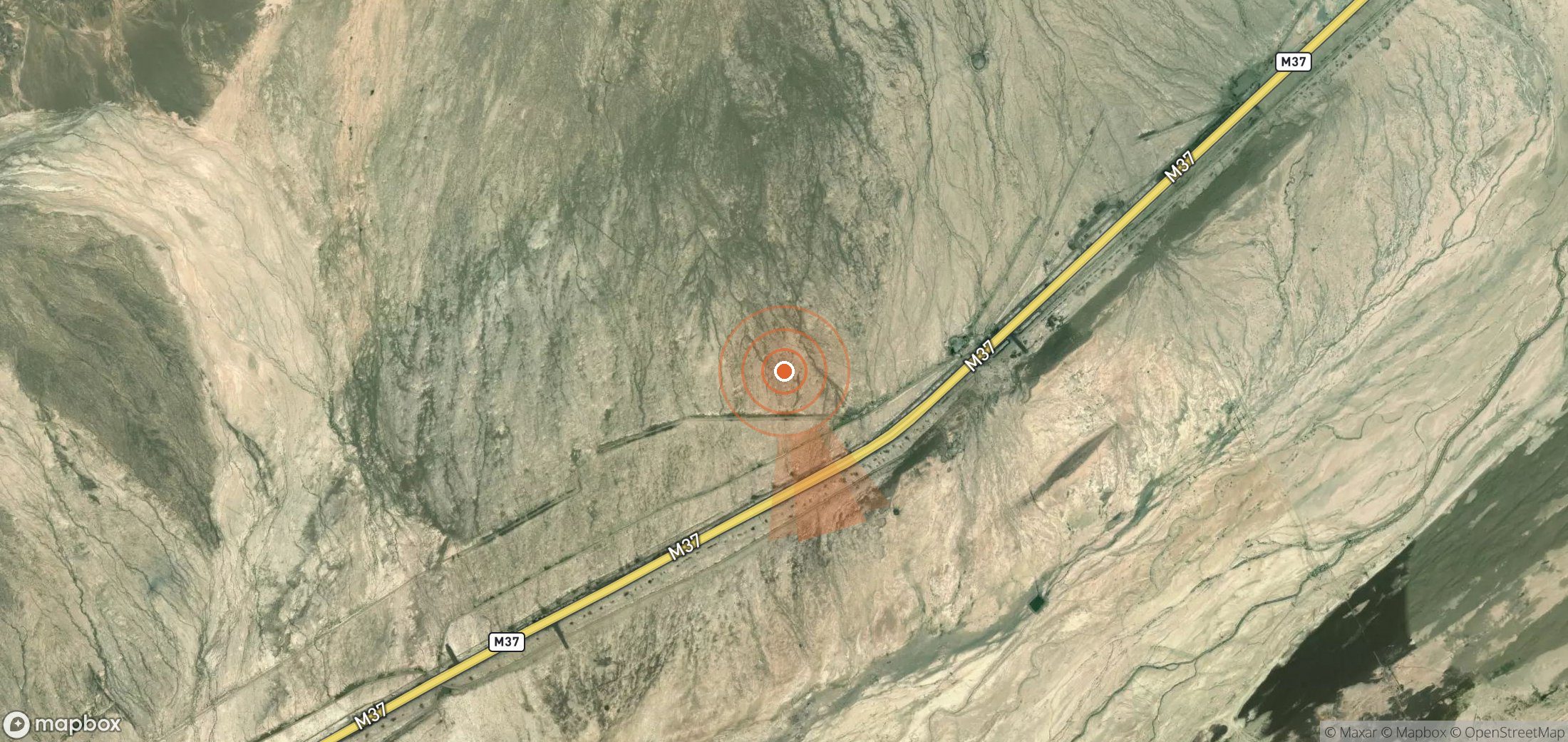 Satellite map of methane plume locations in Turkmenistan