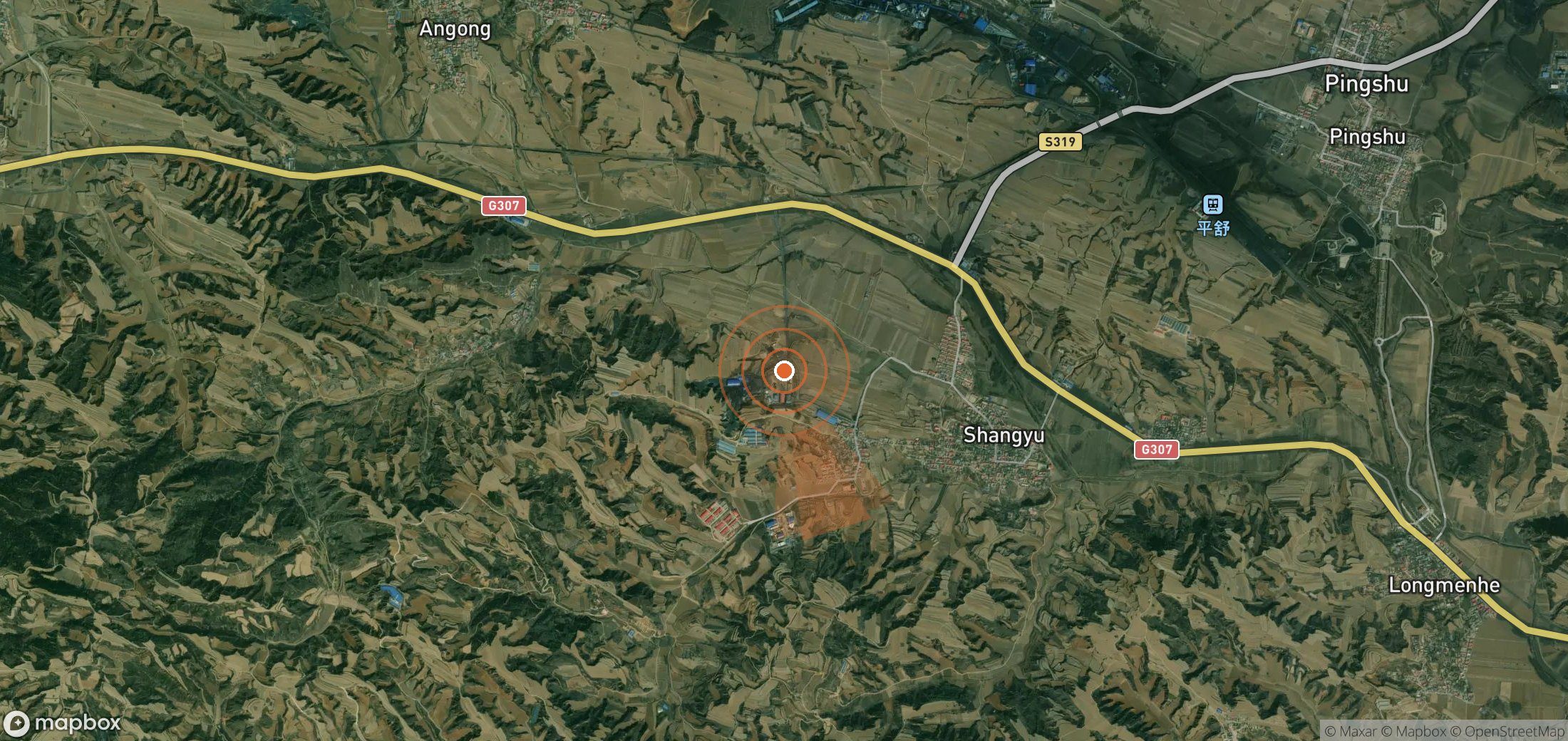 Mapa satelital de plumas de metano en China