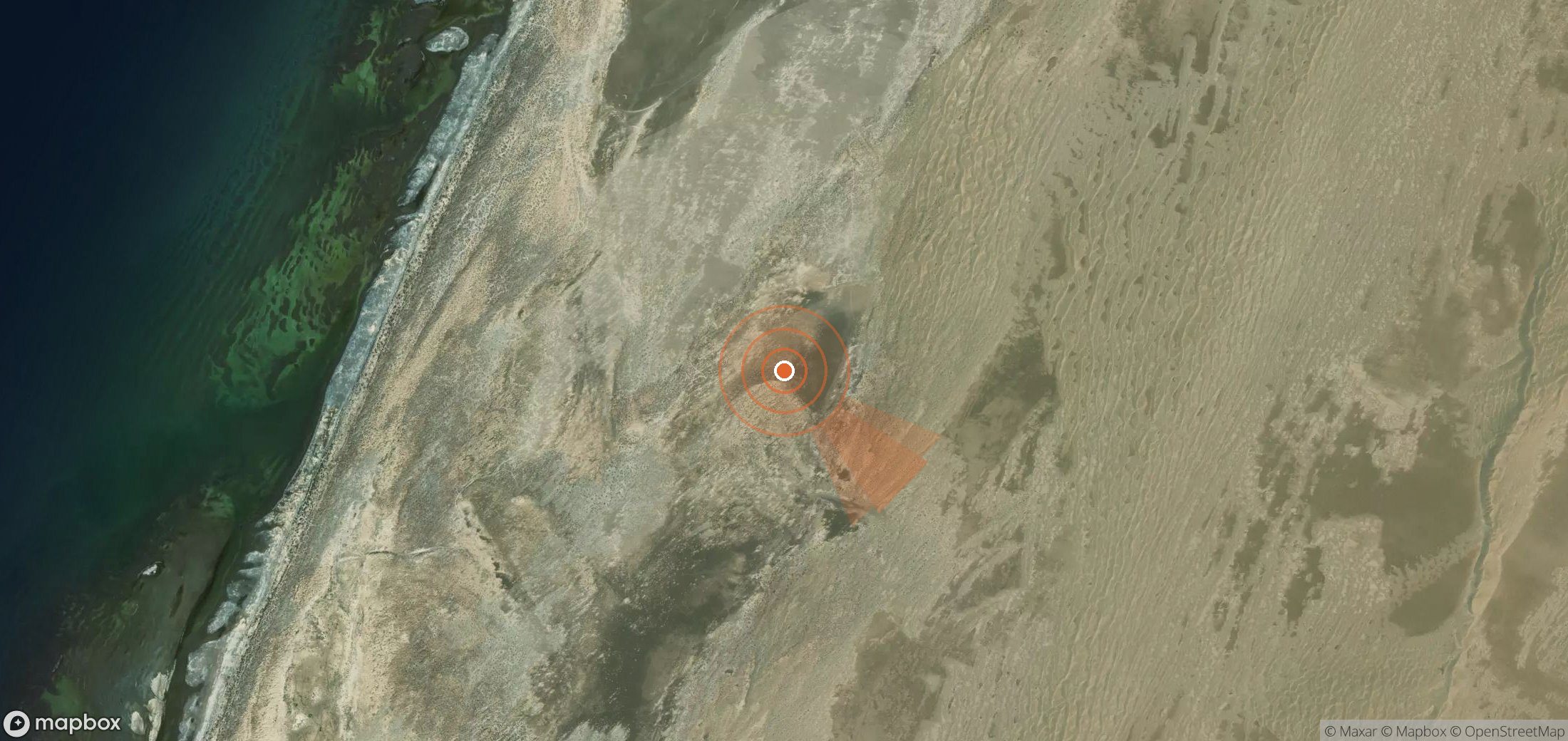 Satellite map of methane plume locations in Turkmenistan