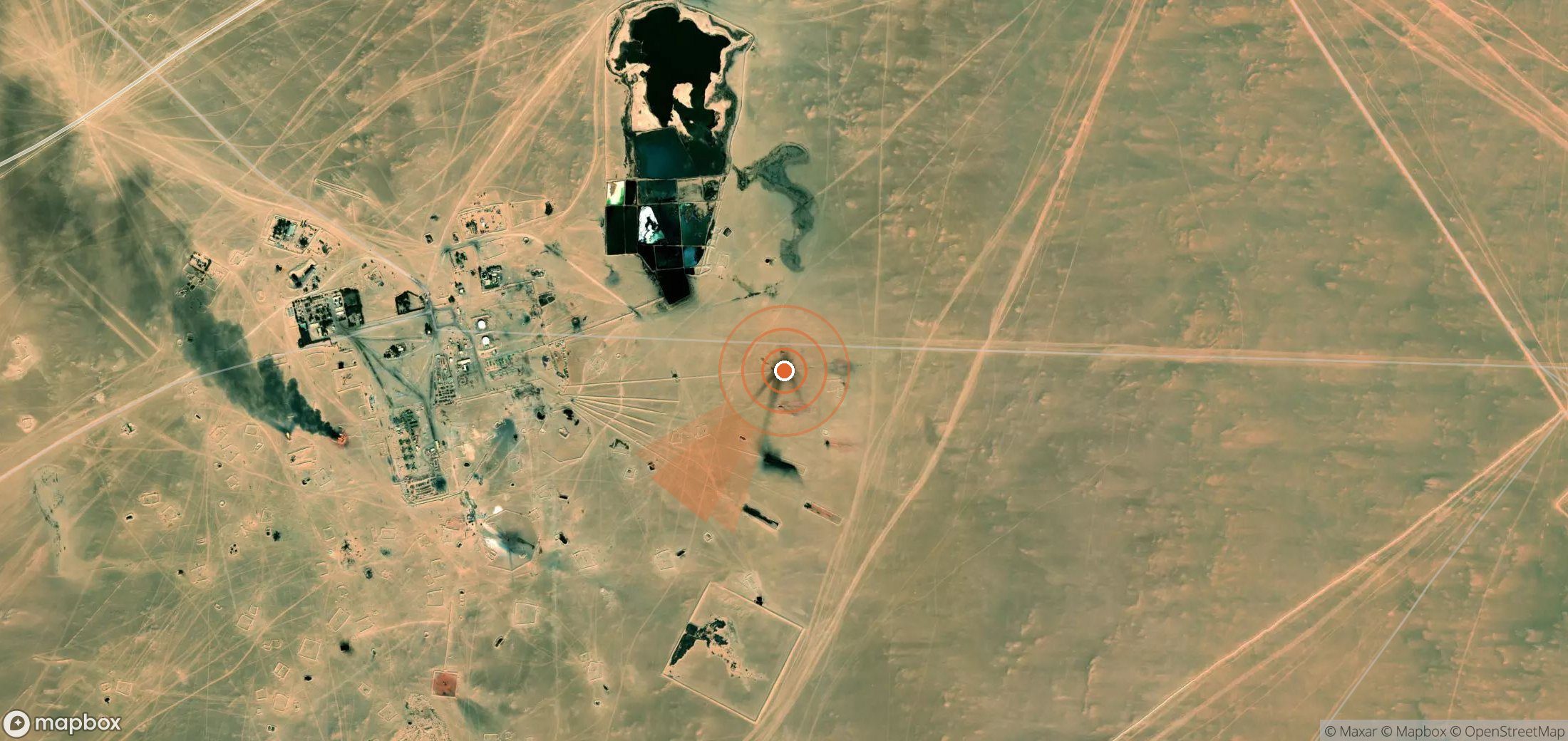 Satellite map of methane plume locations in Libya