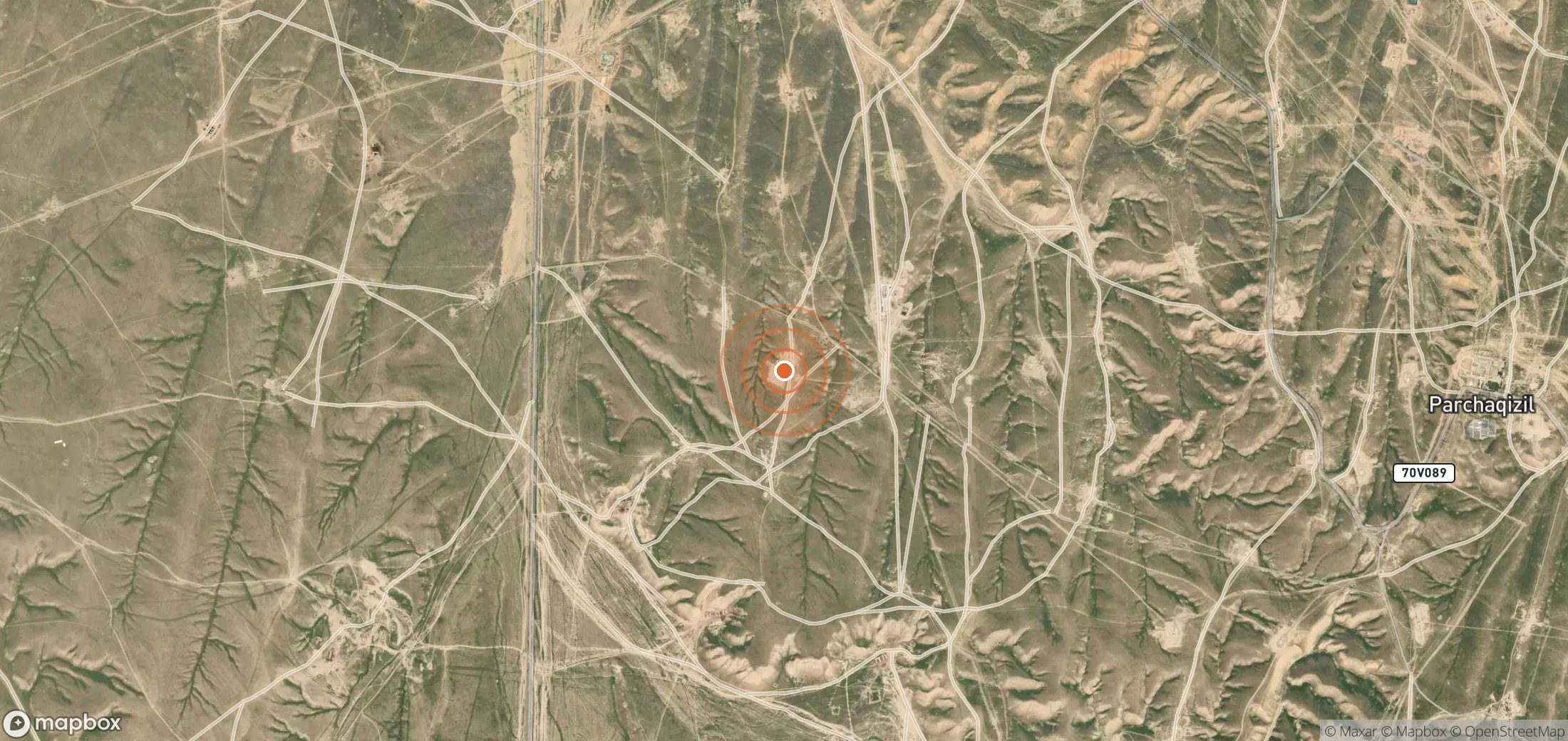 Satellite map of methane plume locations in Uzbekistan