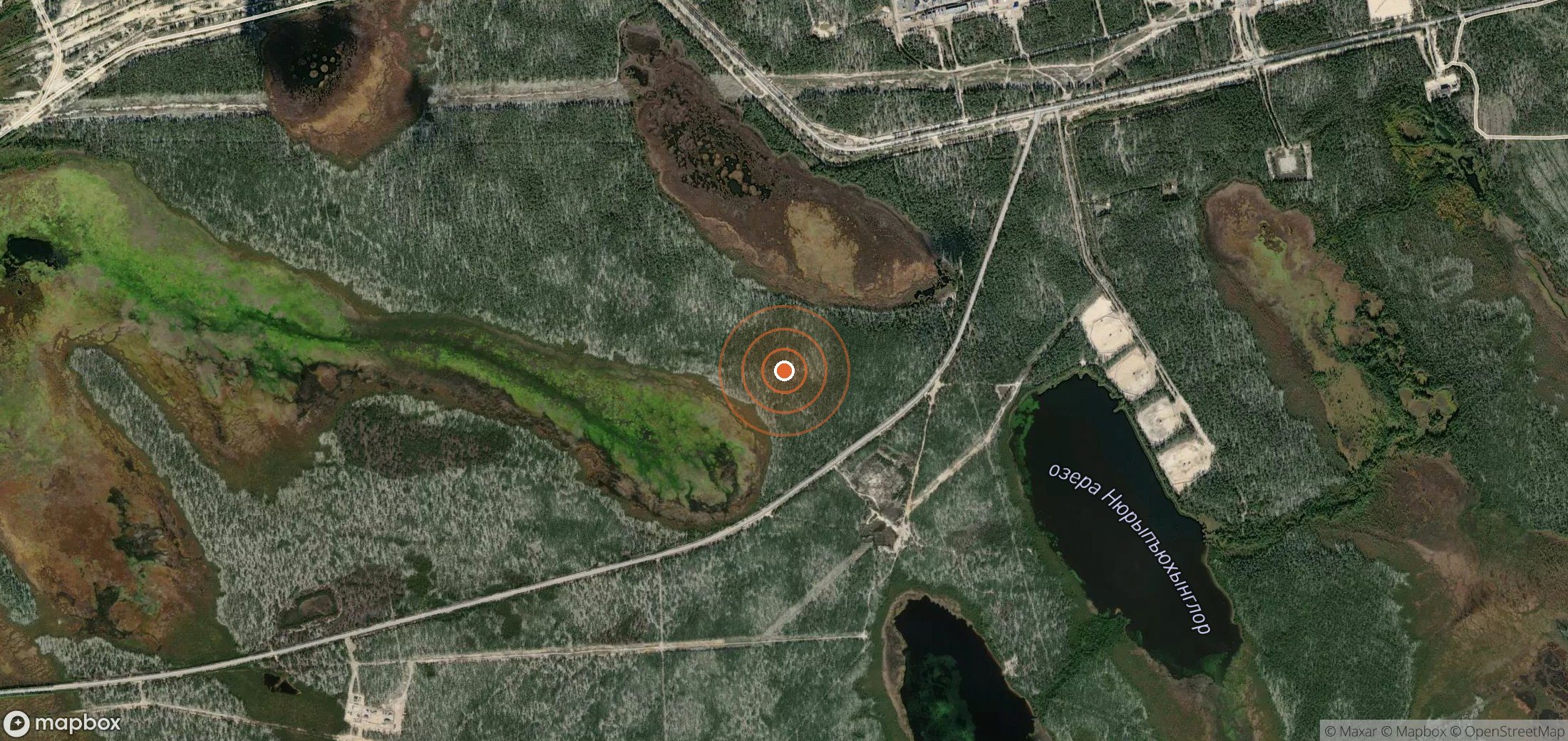 Satellite map of methane plume locations in Russia