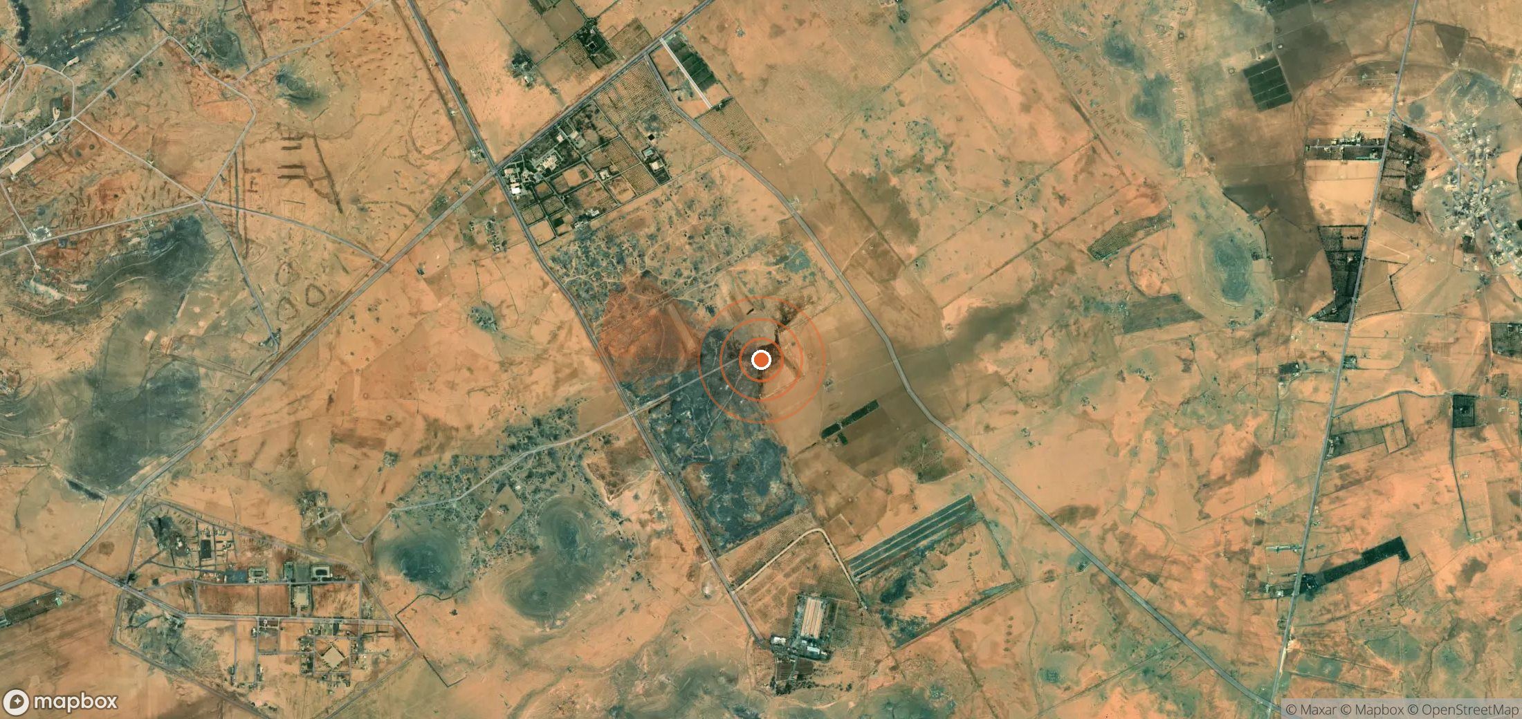 Satellite map of methane plume locations in Syria