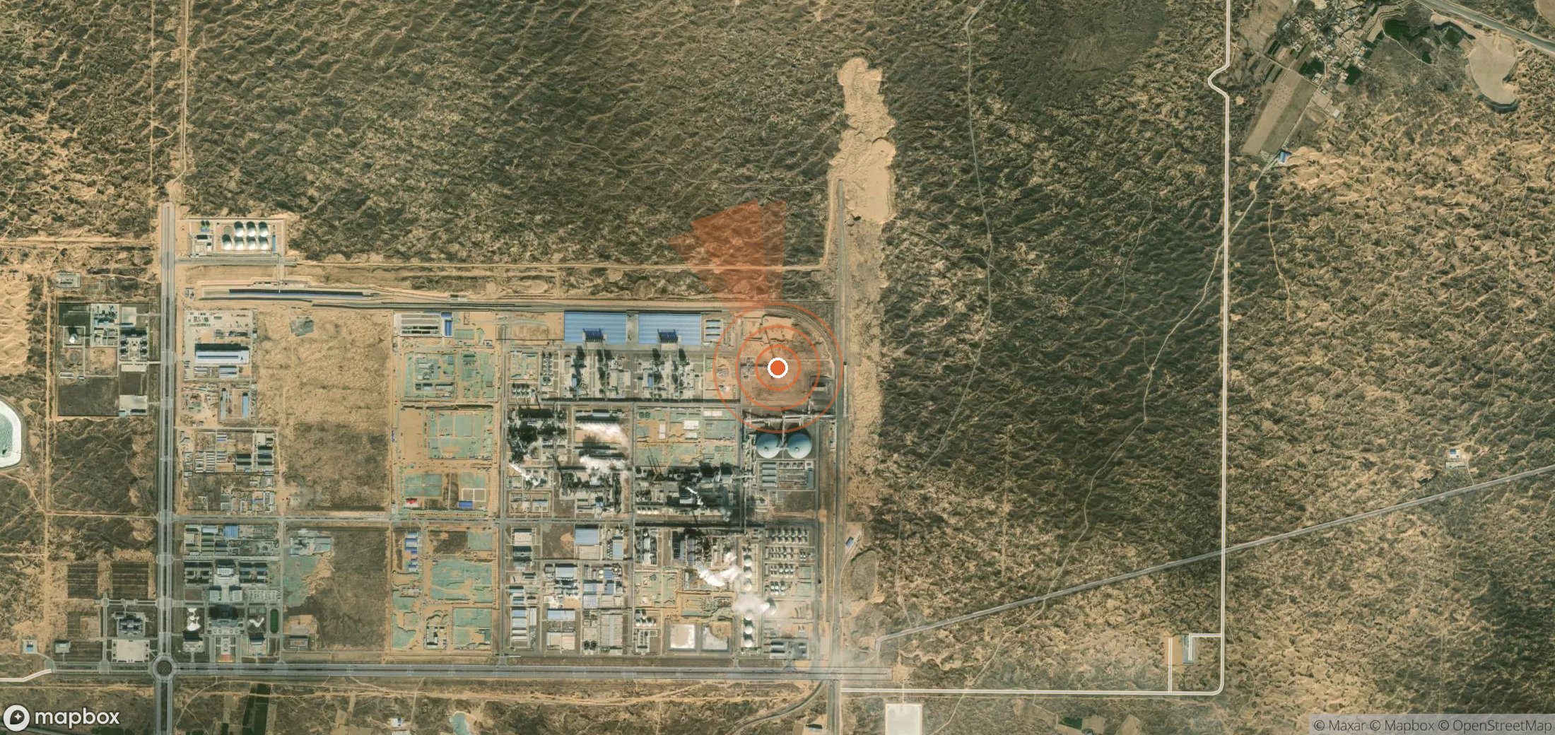 Mapa satelital de plumas de metano en China