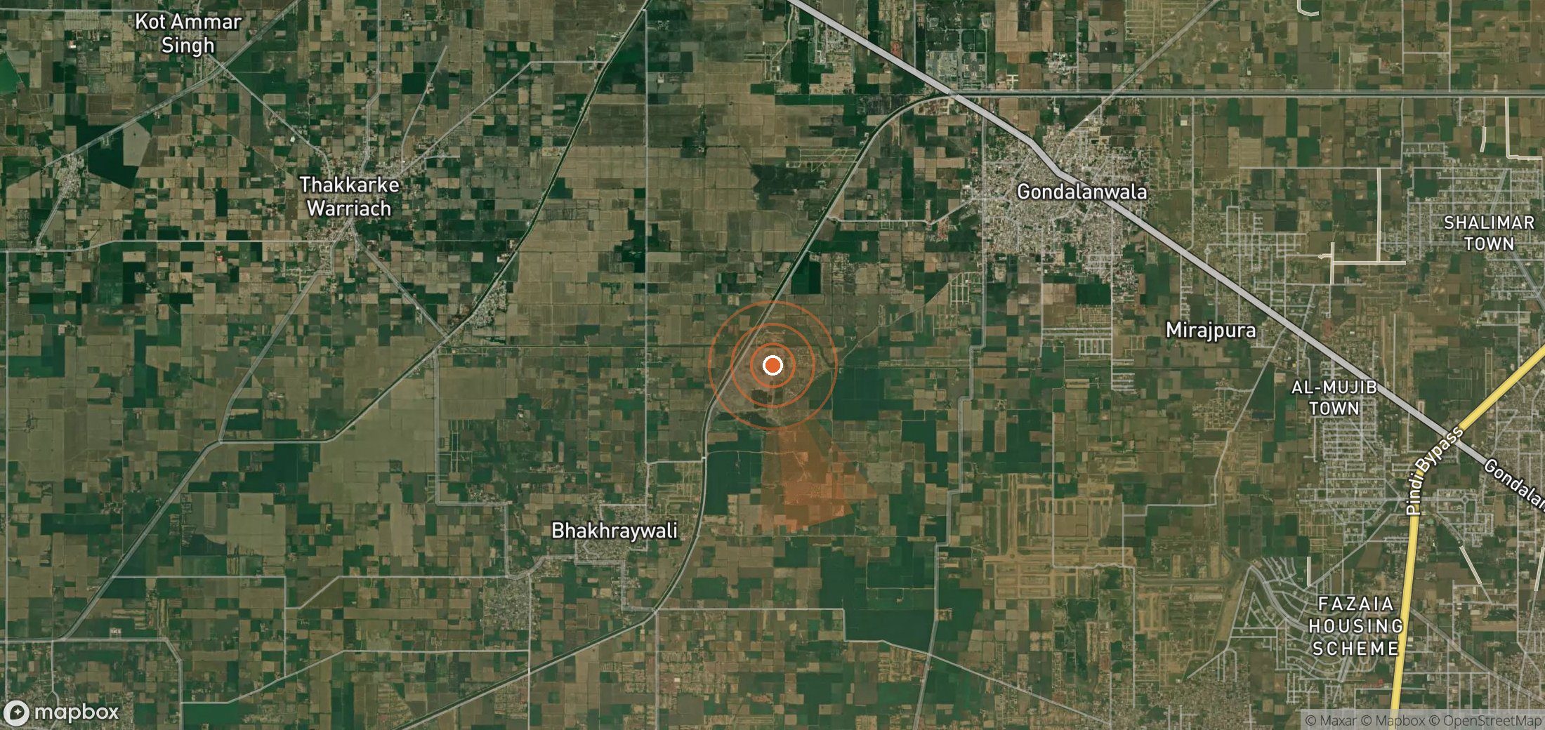Satellite map of methane plume locations in Pakistan