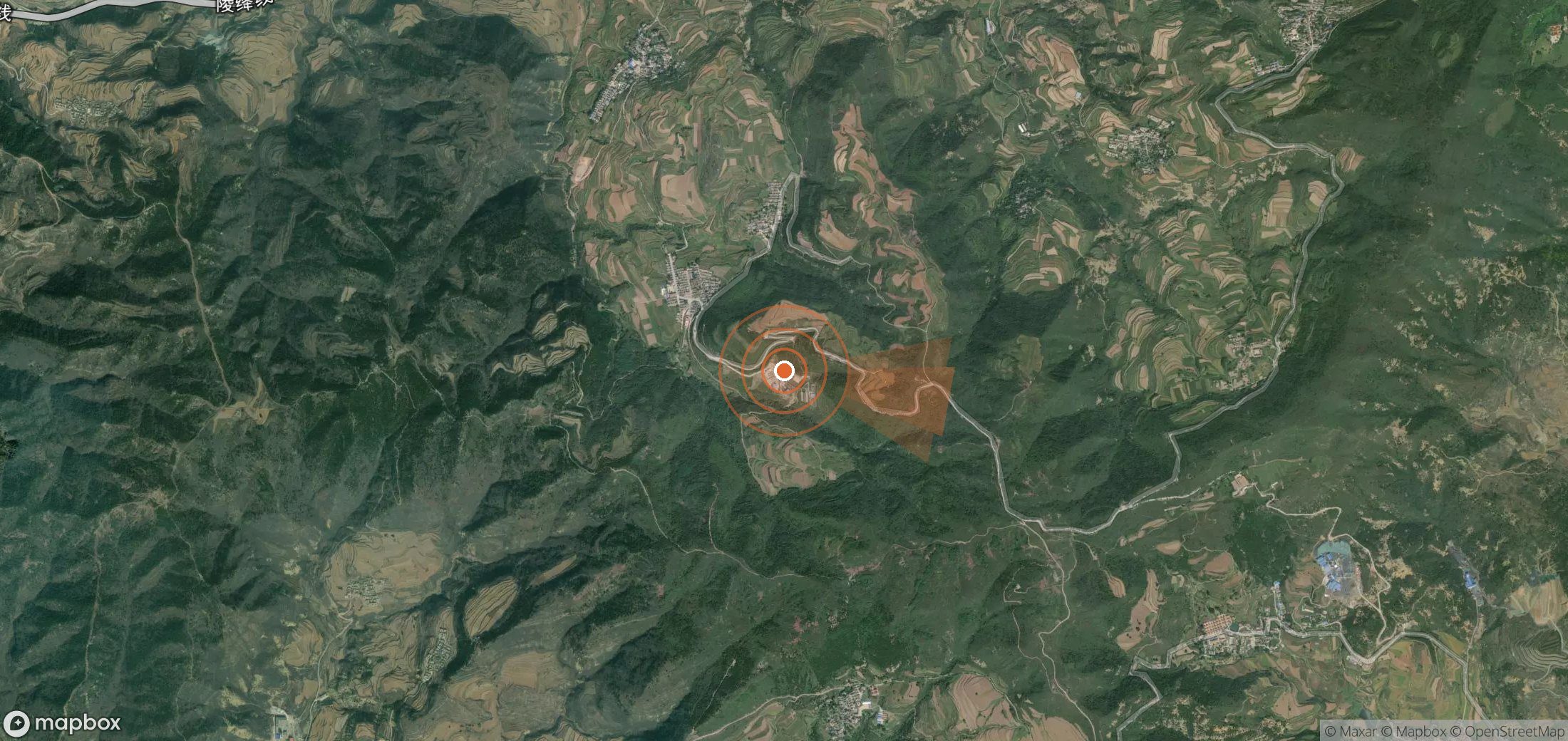 Satellite map of methane plume locations in China