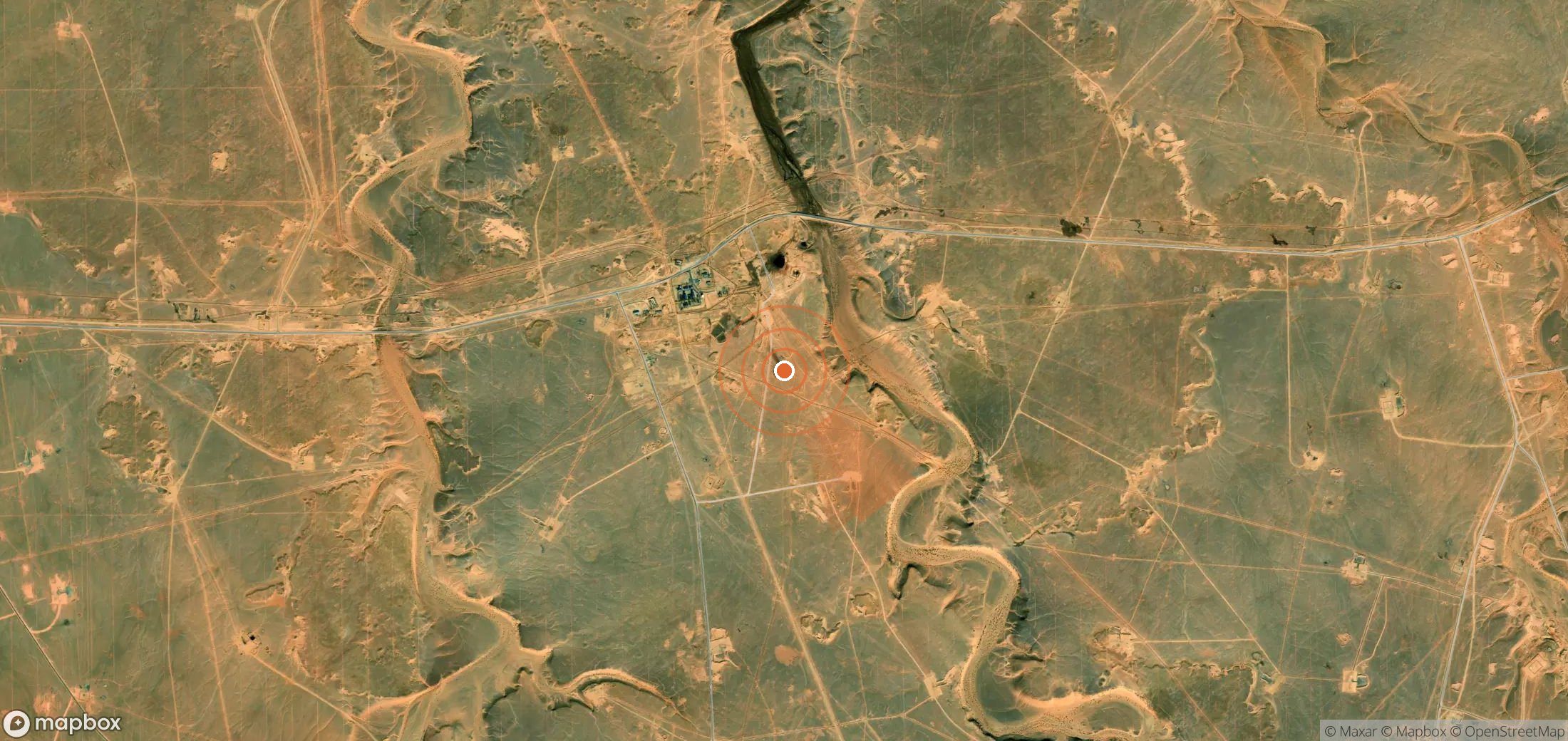 Satellite map of methane plume locations in Algeria