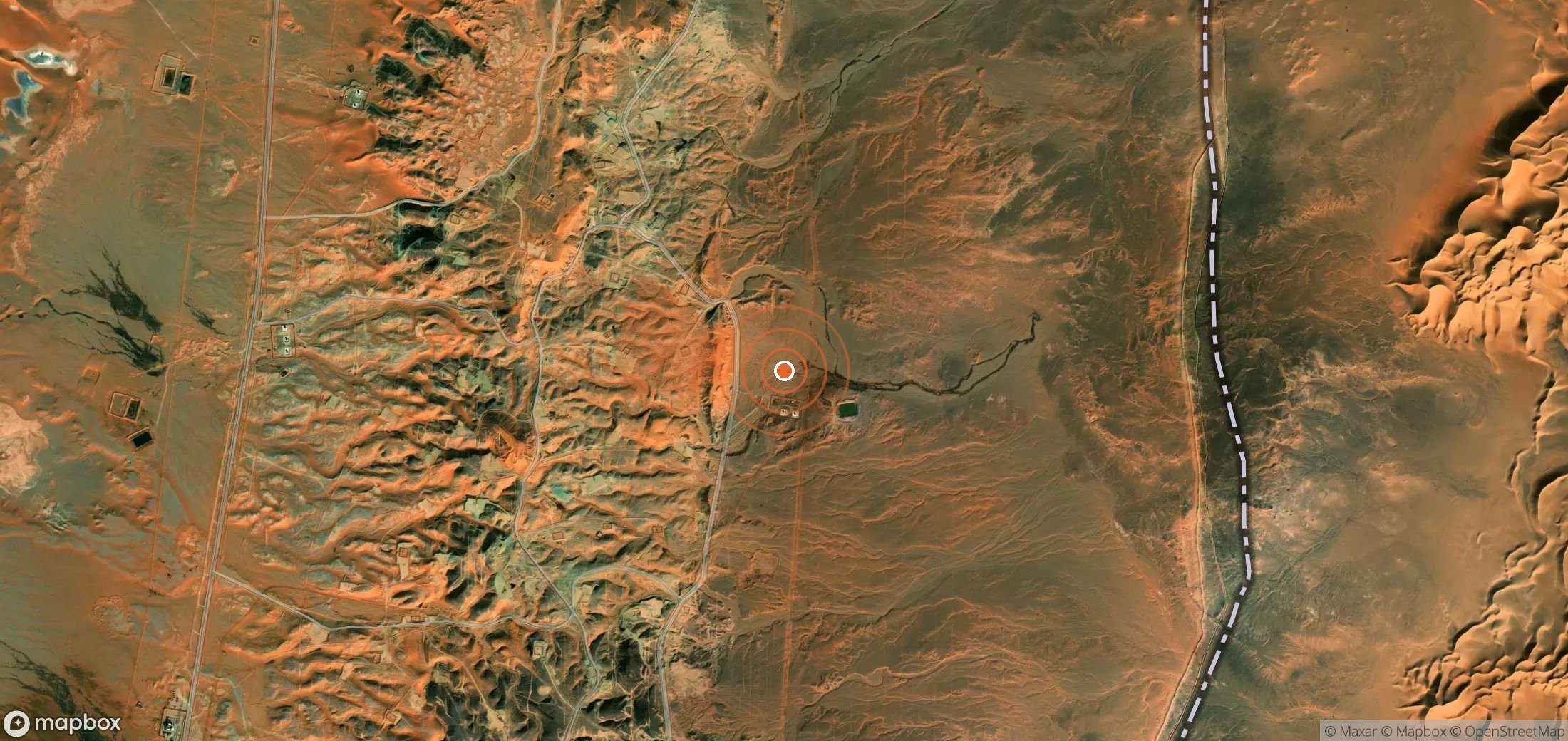 Satellite map of methane plume locations in Algeria