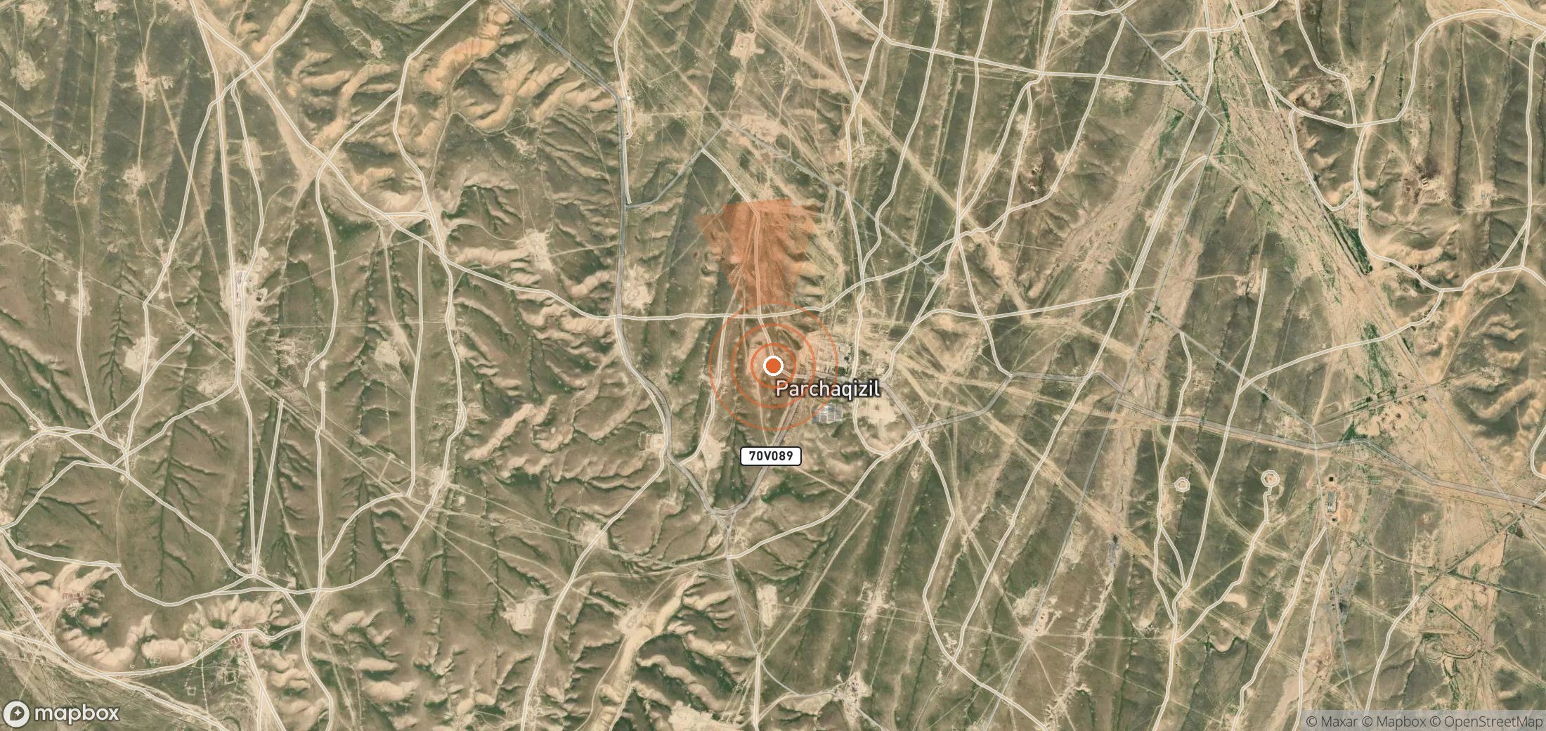 Satellite map of methane plume locations in Uzbekistan