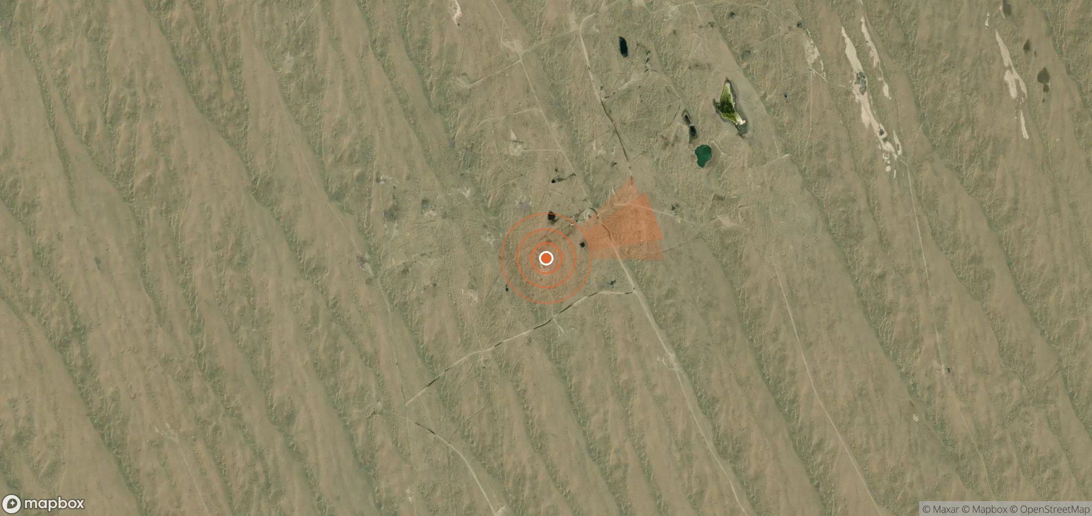 Mapa satelital de plumas de metano en Turkmenistán