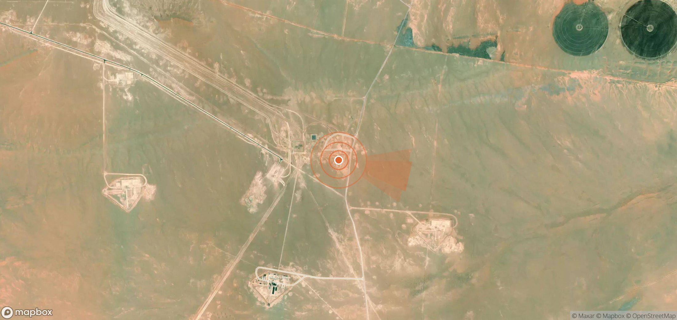 Satellite map of methane plume locations in Saudi Arabia