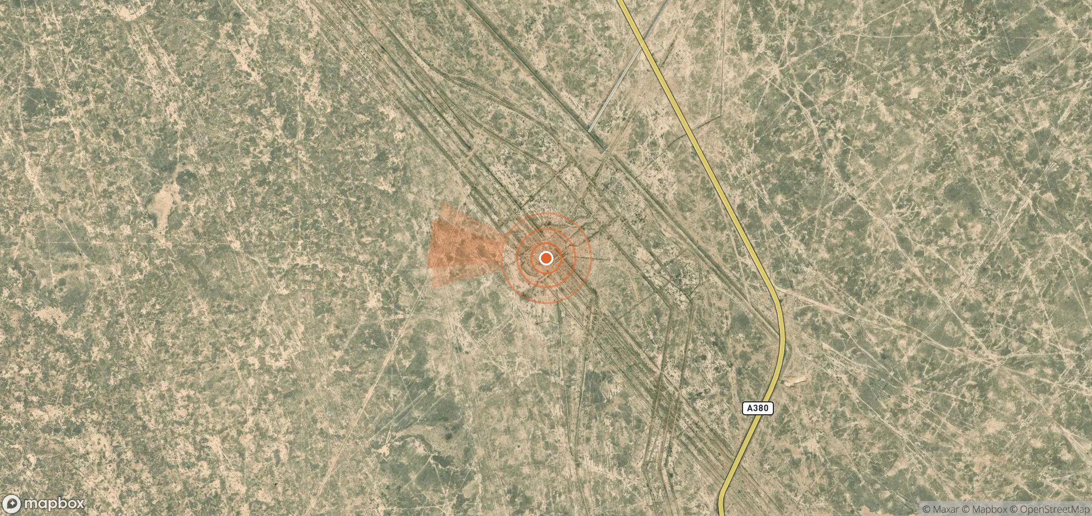 Satellite map of methane plume locations in Uzbekistan