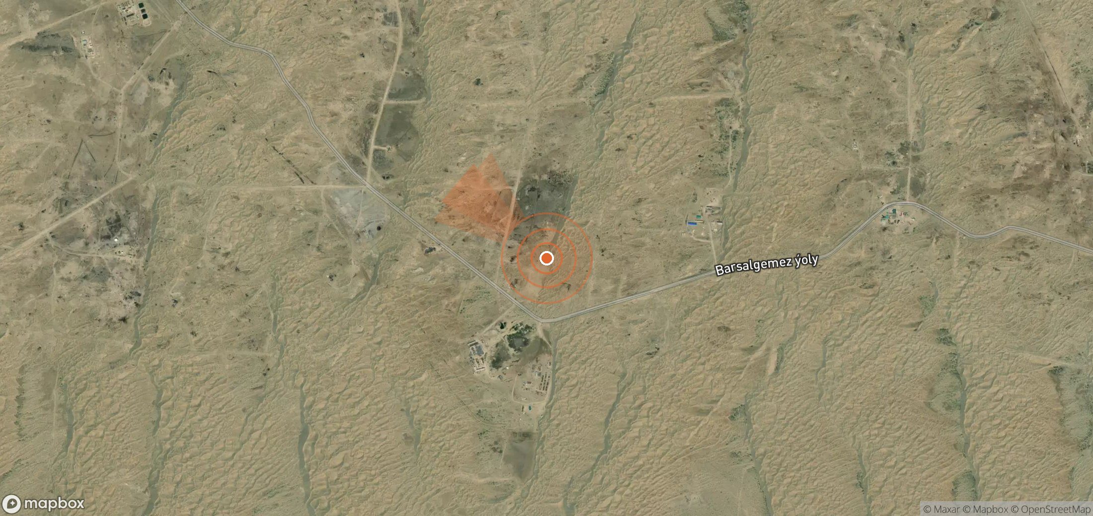 Mapa satelital de plumas de metano en Turkmenistán