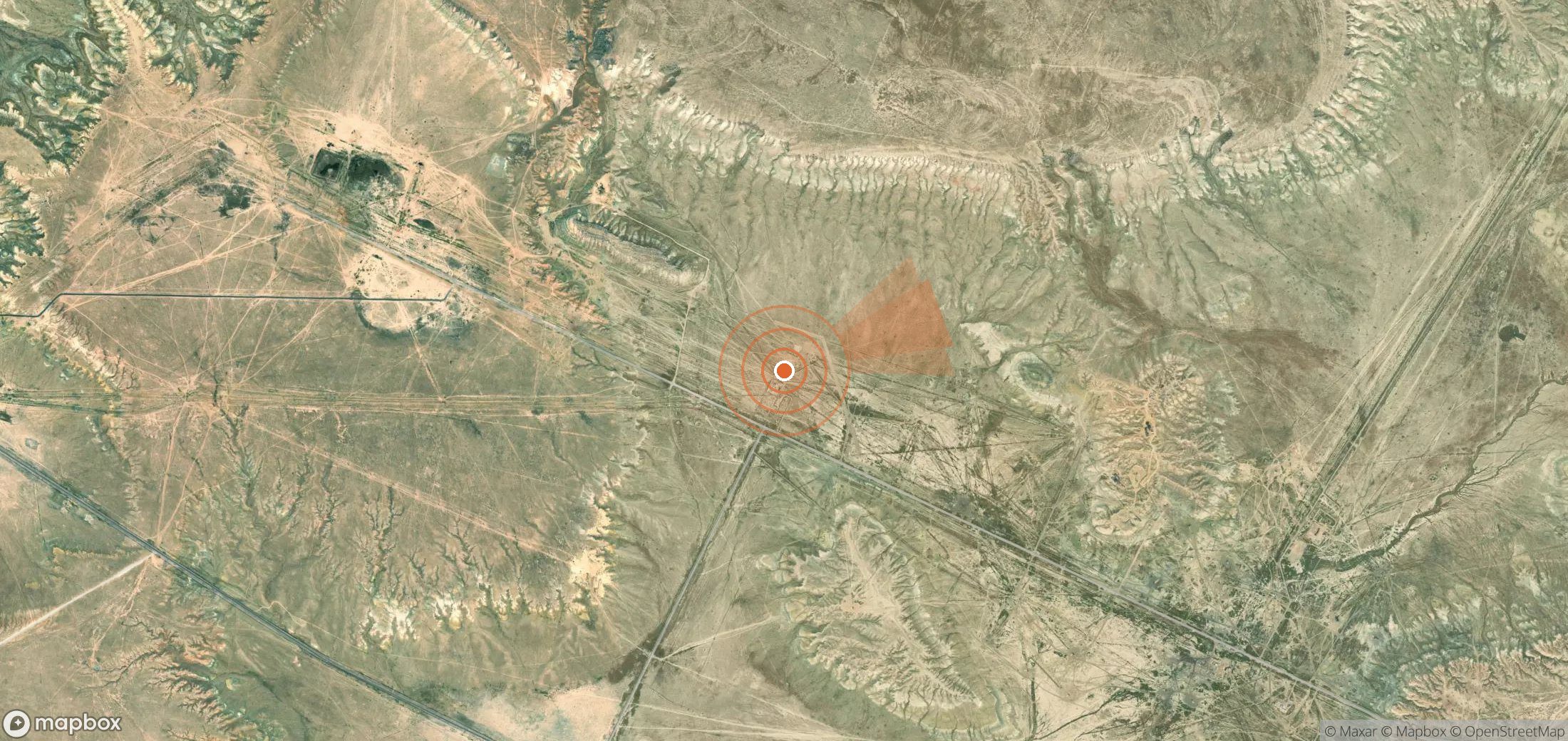 Mapa satelital de plumas de metano en Kazajistán
