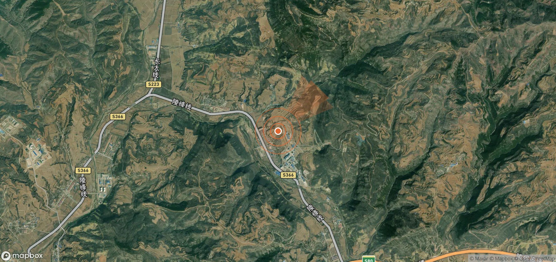 Satellite map of methane plume locations in China