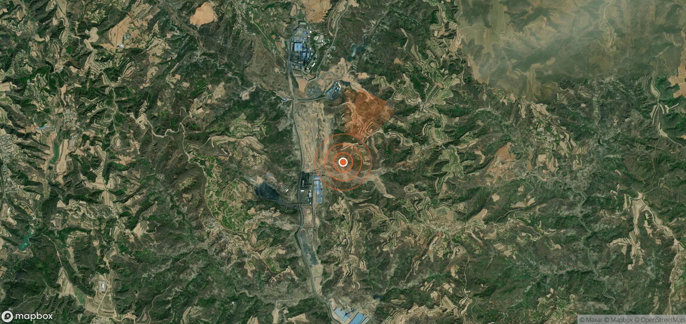 Satellite map of methane plume locations in China
