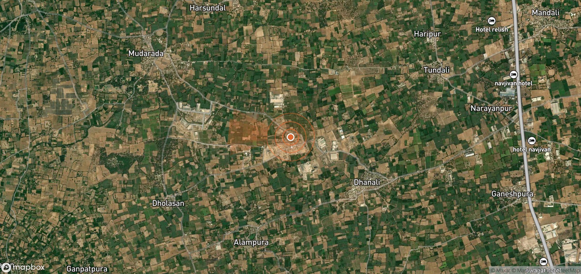 Satellite map of methane plume locations in India