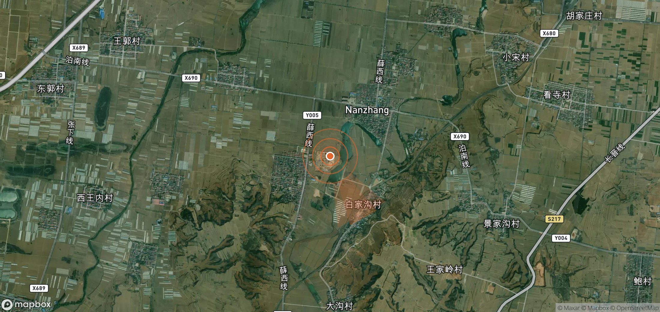Mapa satelital de plumas de metano en China