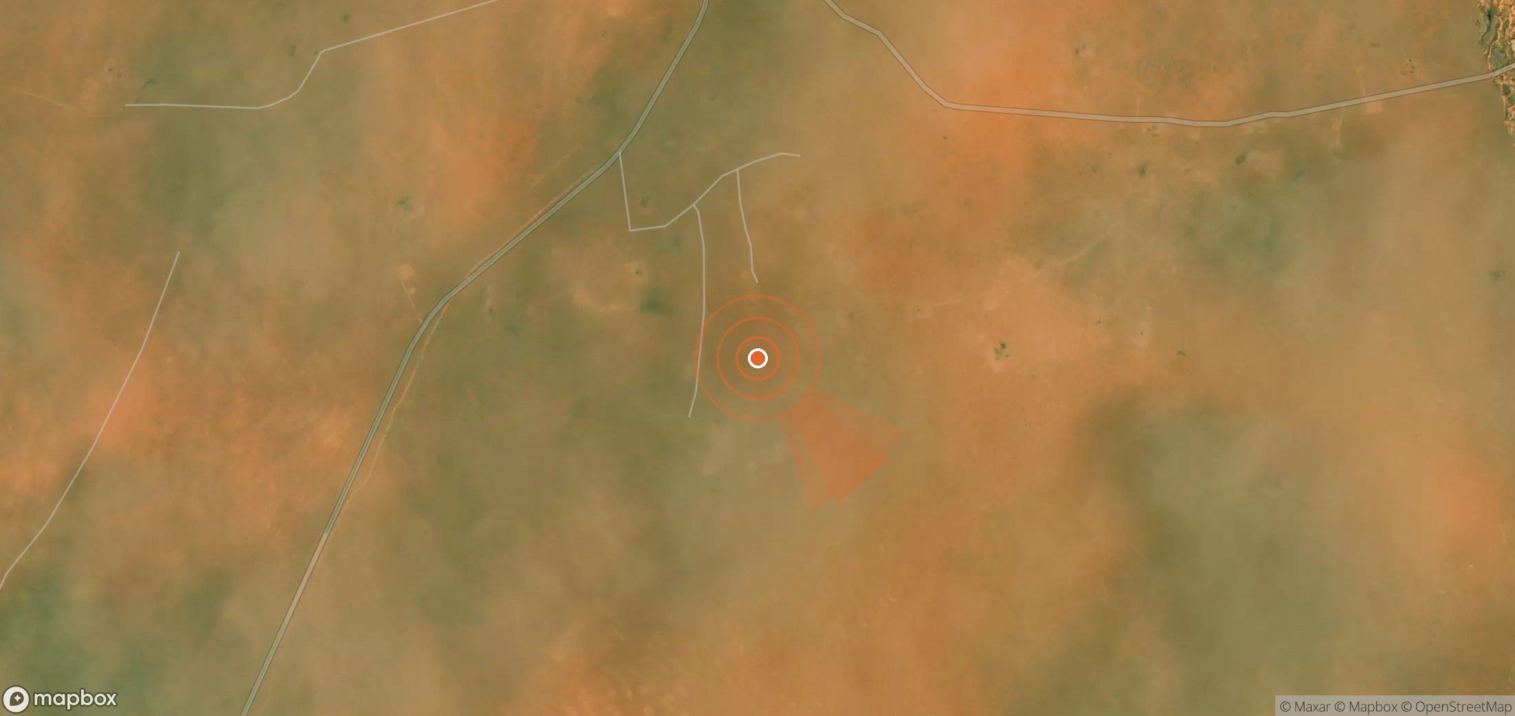 Mapa satelital de plumas de metano en Argelia