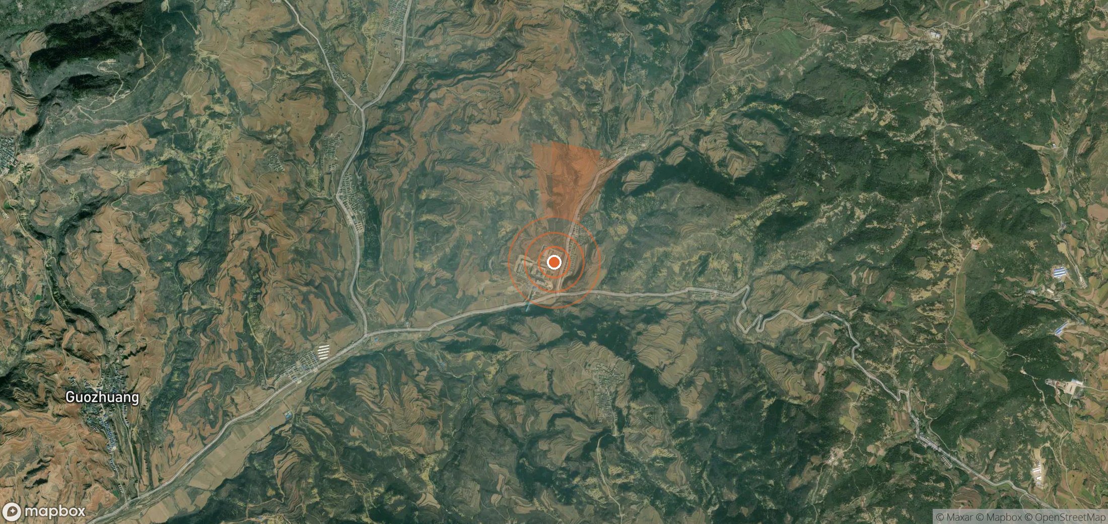 Satellite map of methane plume locations in China
