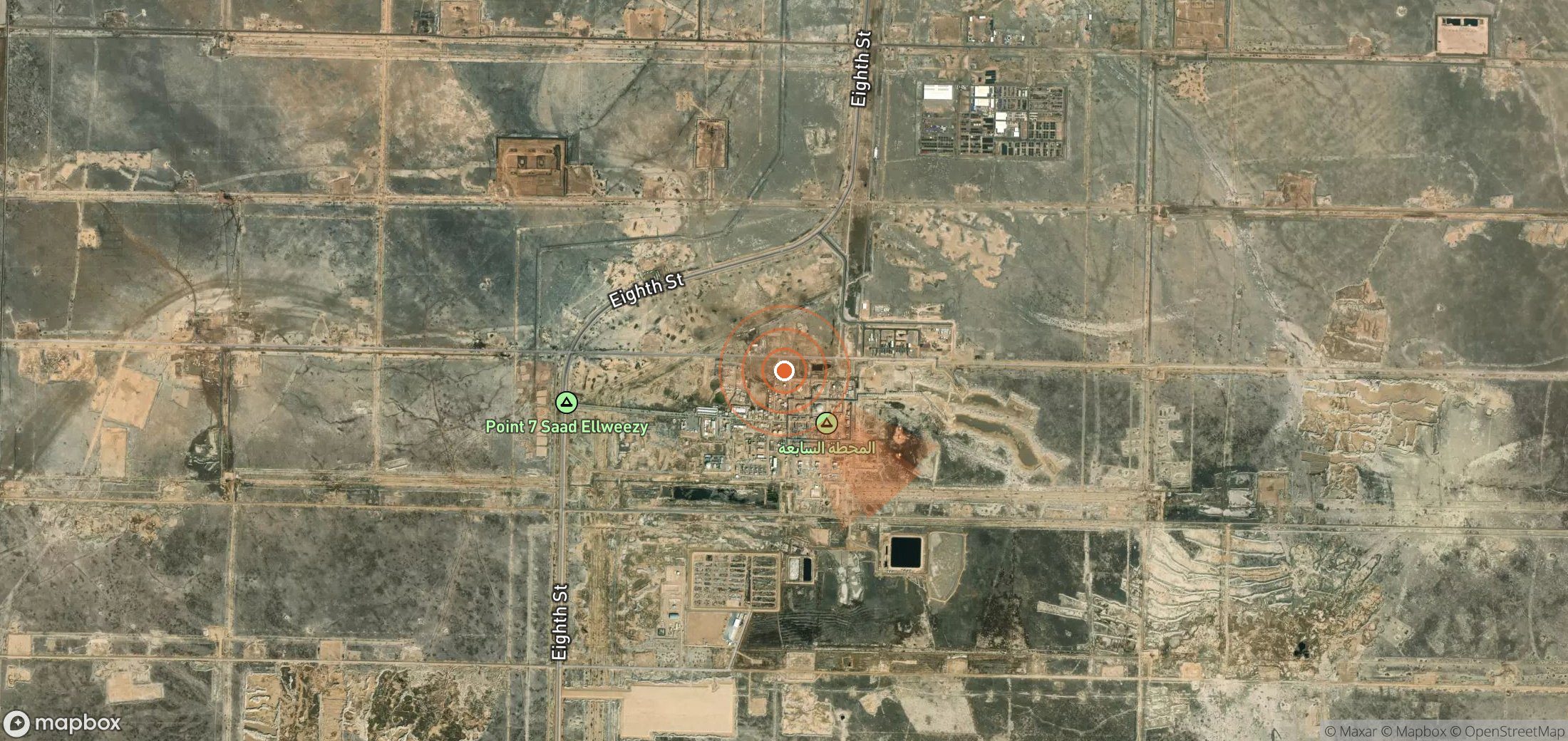 Satellite map of methane plume locations in Iraq