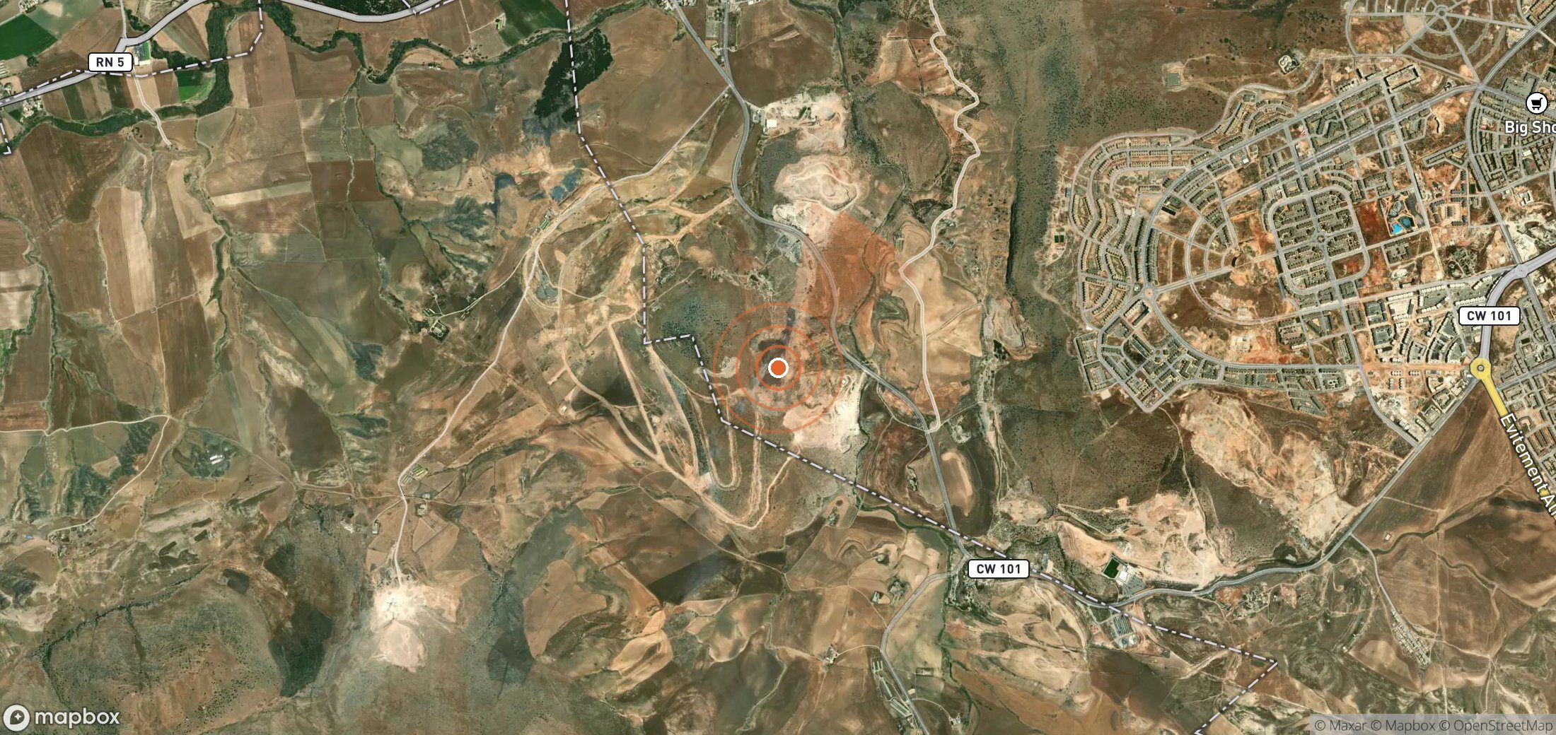 Mapa satelital de plumas de metano en Argelia