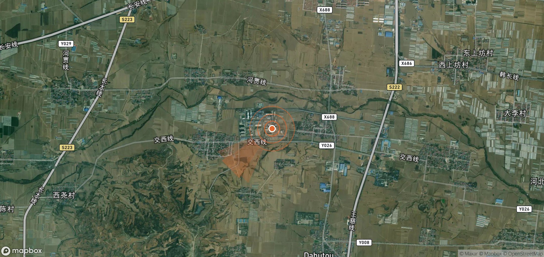 Satellite map of methane plume locations in China