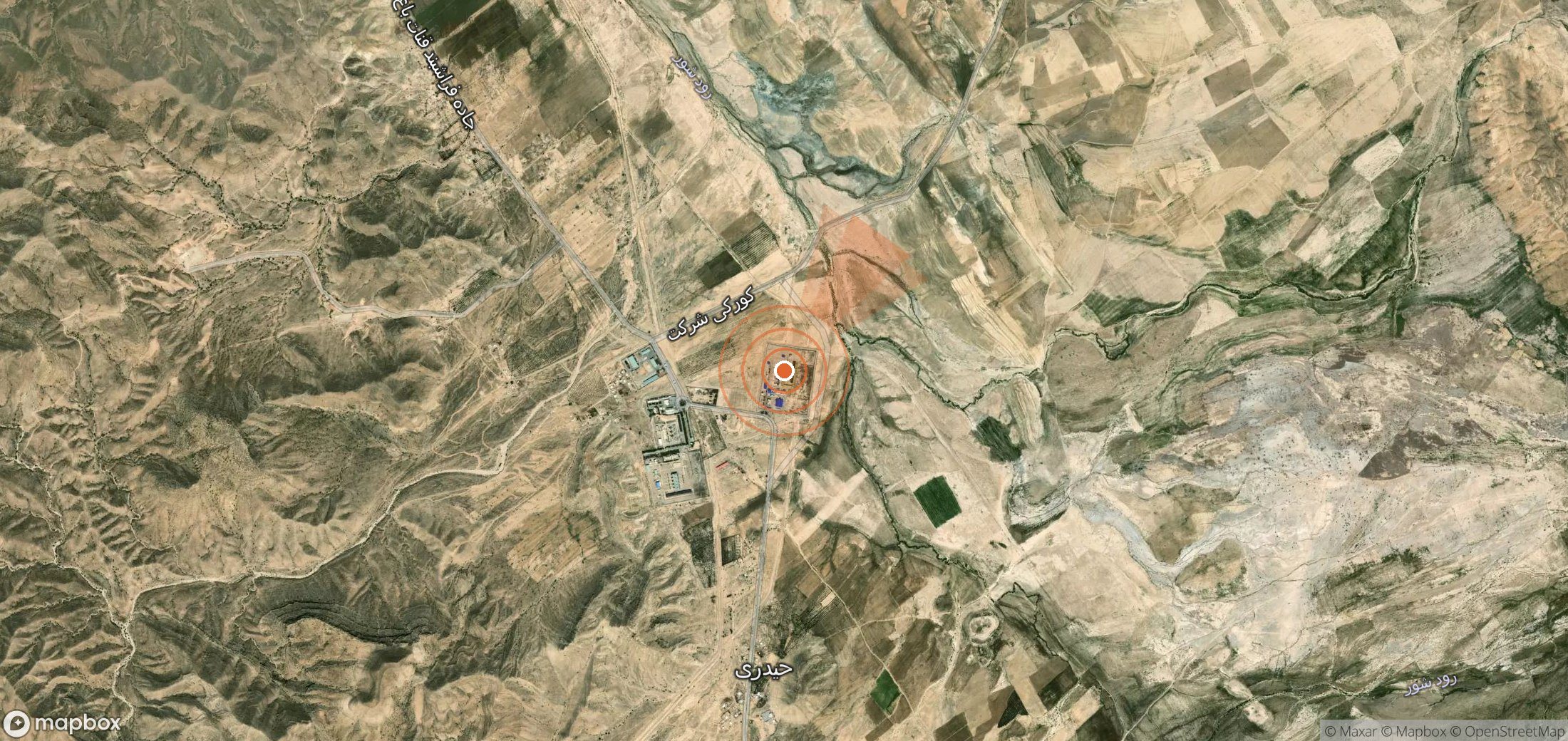 Satellite map of methane plume locations in Iran