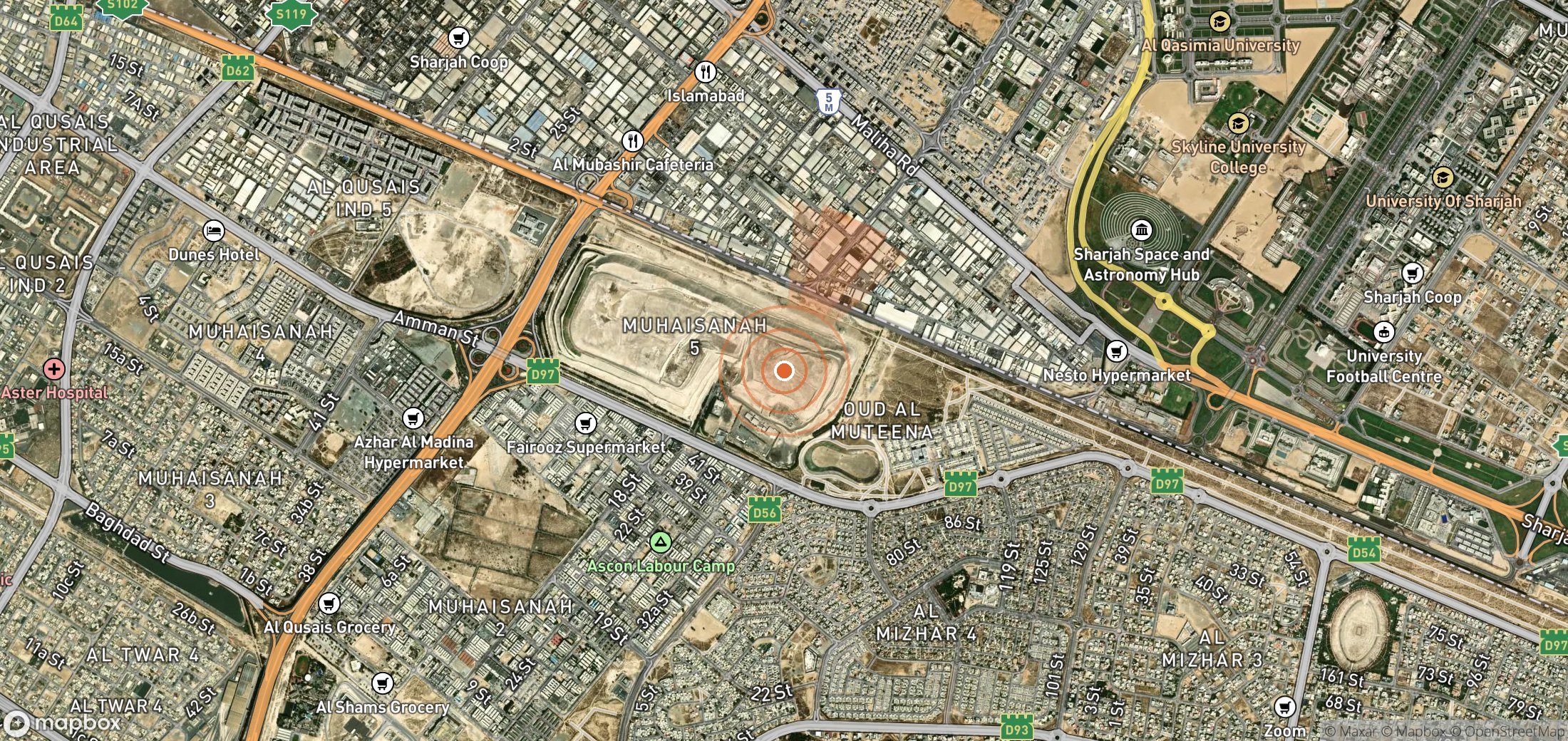 Satellite map of methane plume locations in United Arab Emirates