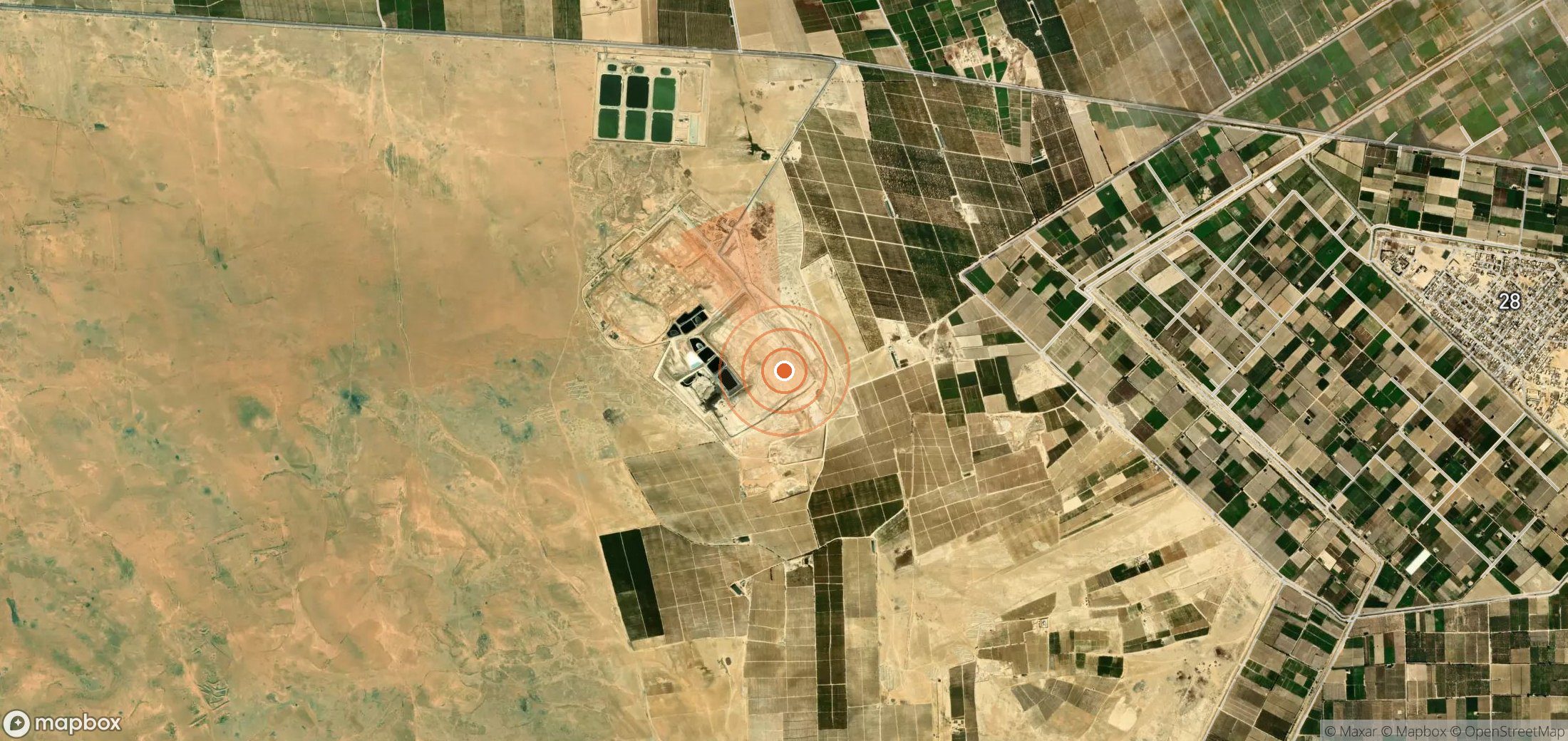 Satellite map of methane plume locations in Egypt
