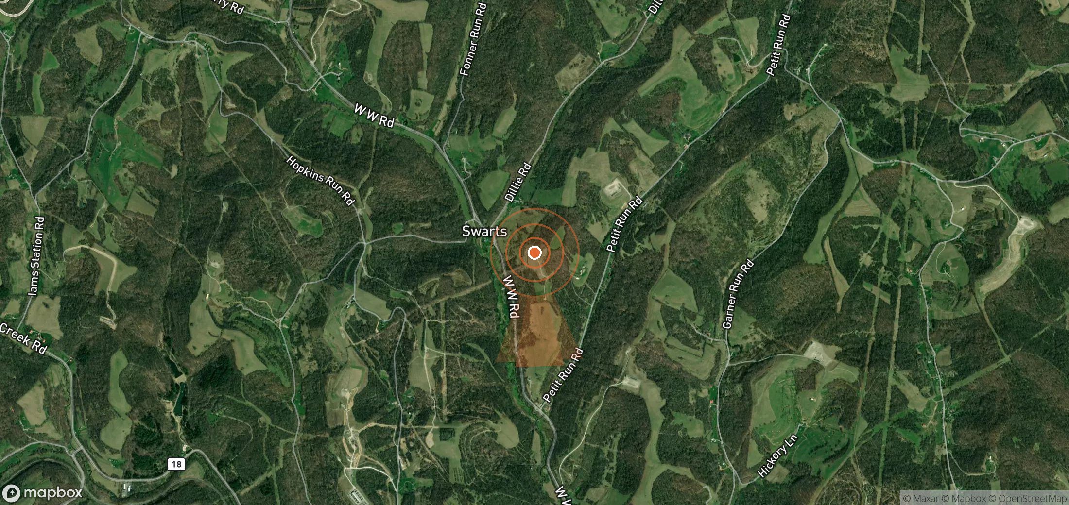 Satellite map of methane plume locations in United States