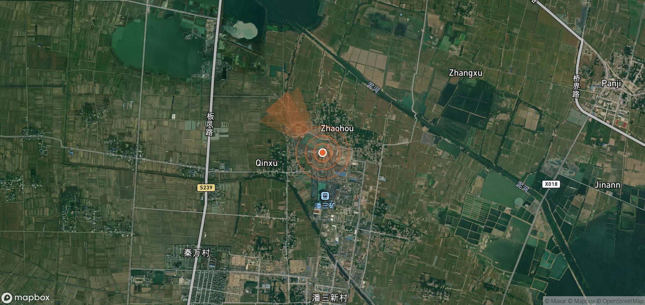 Satellite map of methane plume locations in China