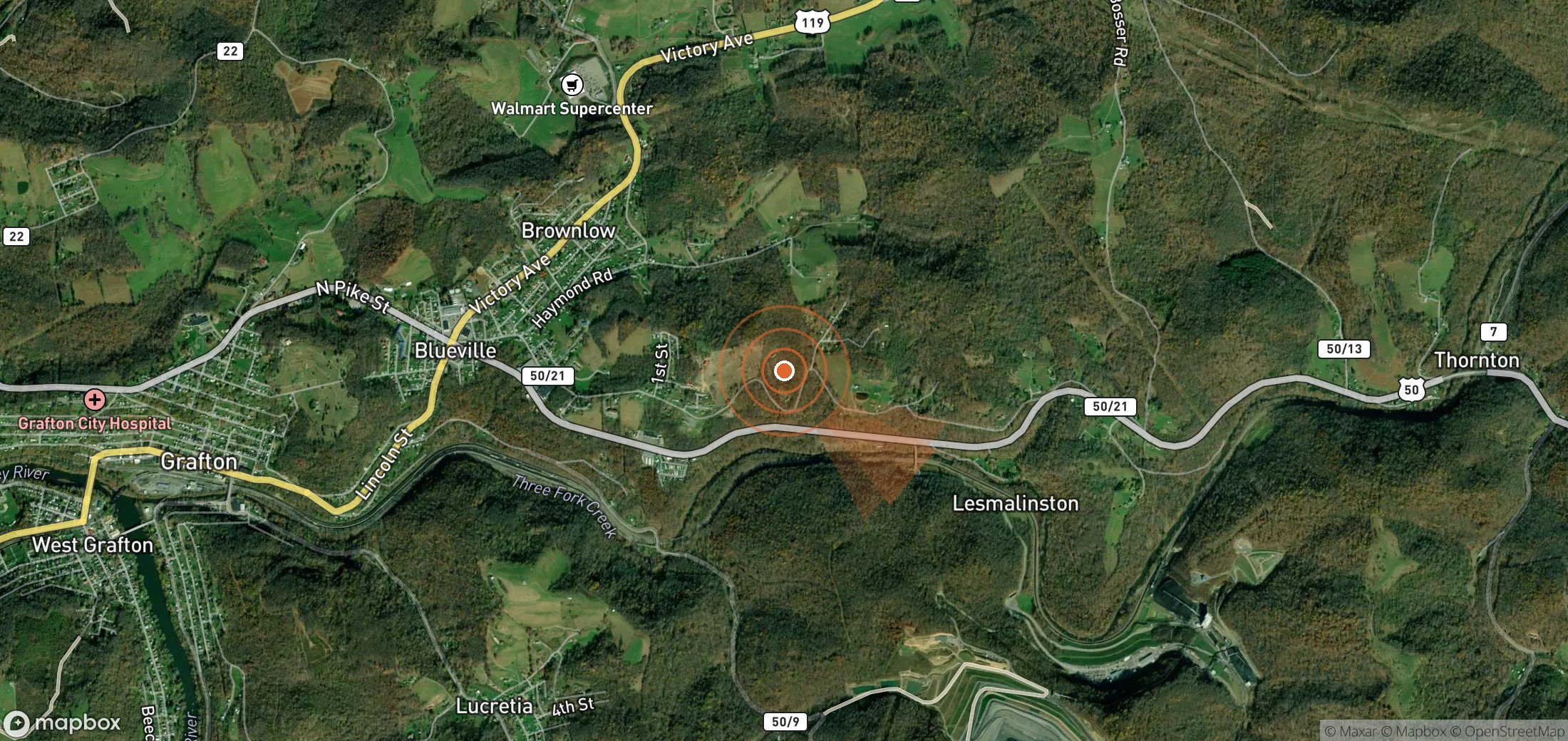 Satellite map of methane plume locations in United States