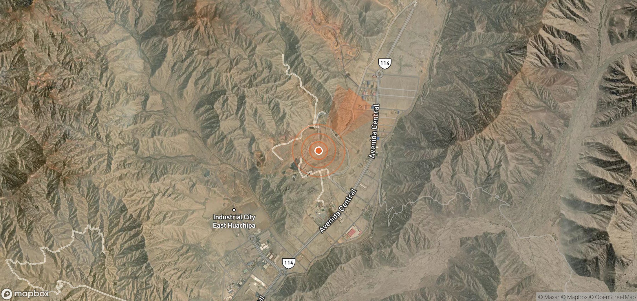 Mapa satelital de plumas de metano en Perú