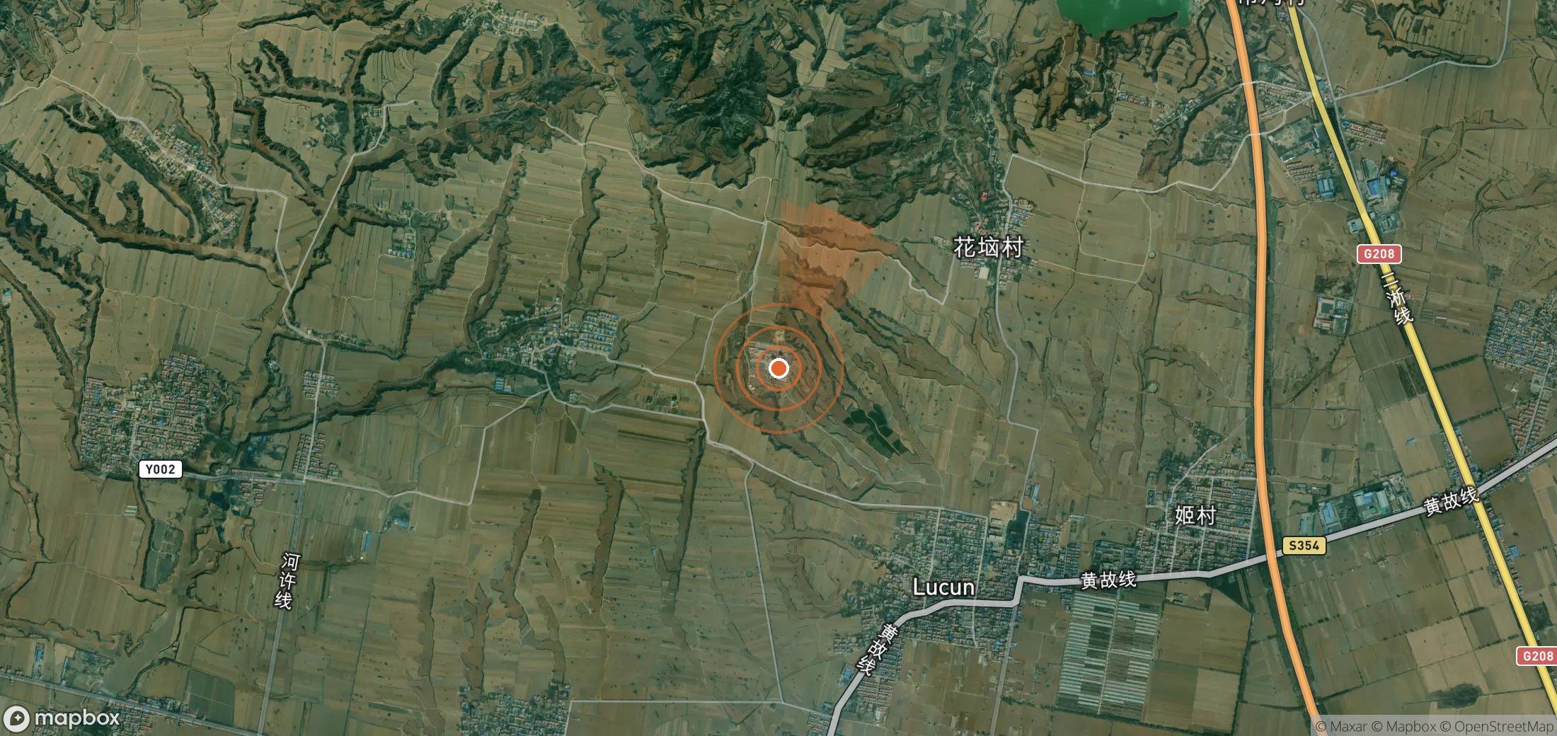 Satellite map of methane plume locations in China