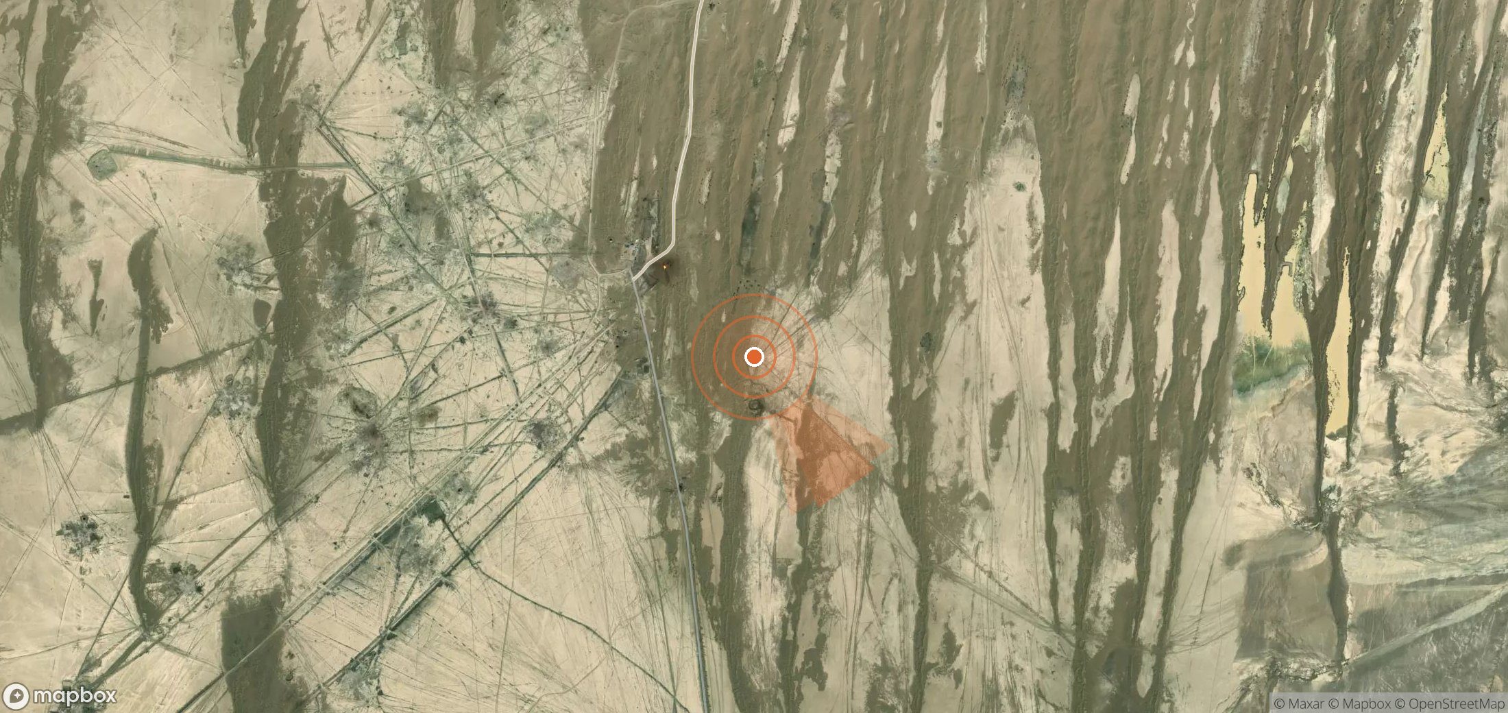 Satellite map of methane plume locations in Turkmenistan