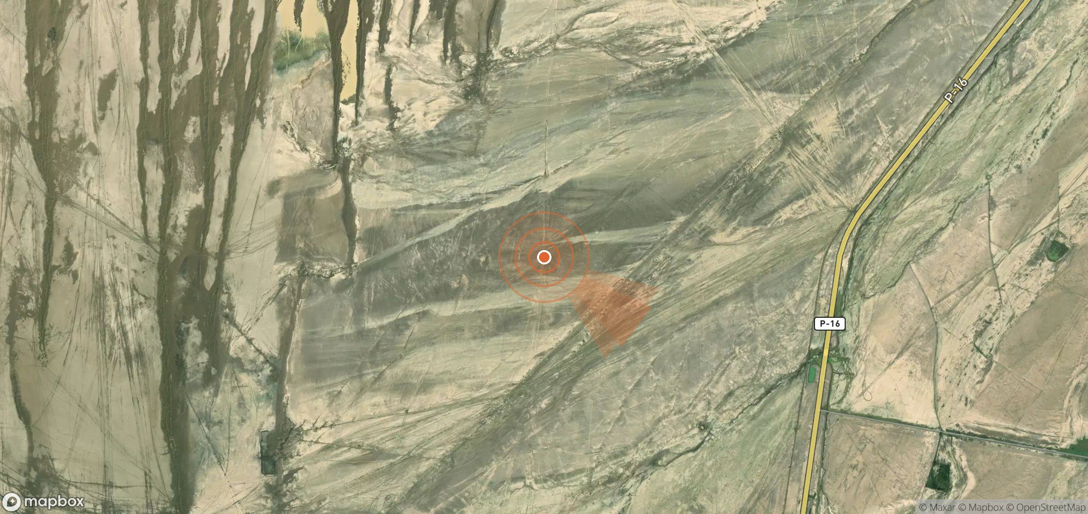 Satellite map of methane plume locations in Turkmenistan