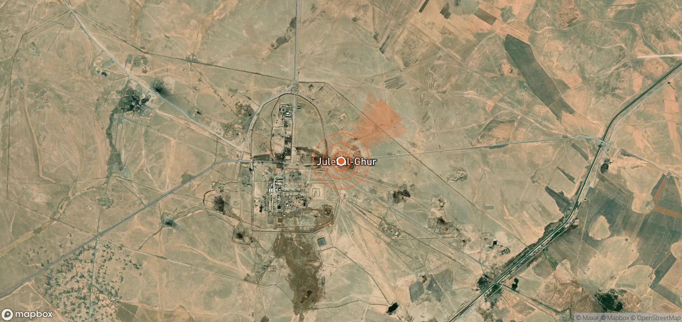 Mapa satelital de plumas de metano en Siria