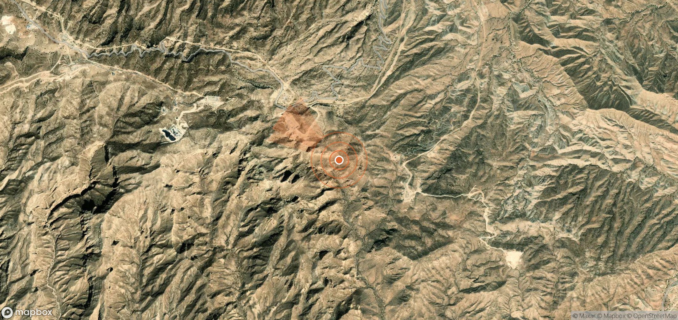 Satellite map of methane plume locations in Iran