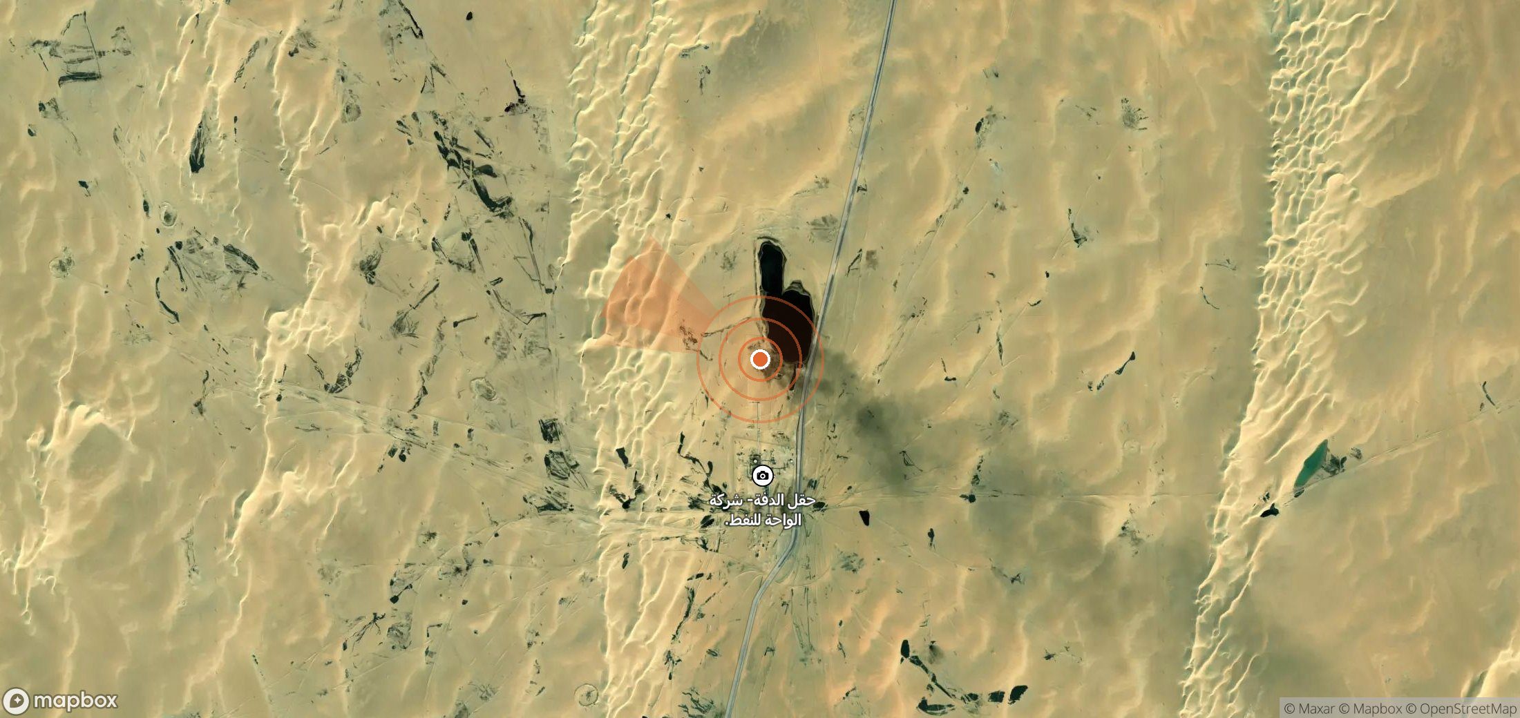 Satellite map of methane plume locations in Libya
