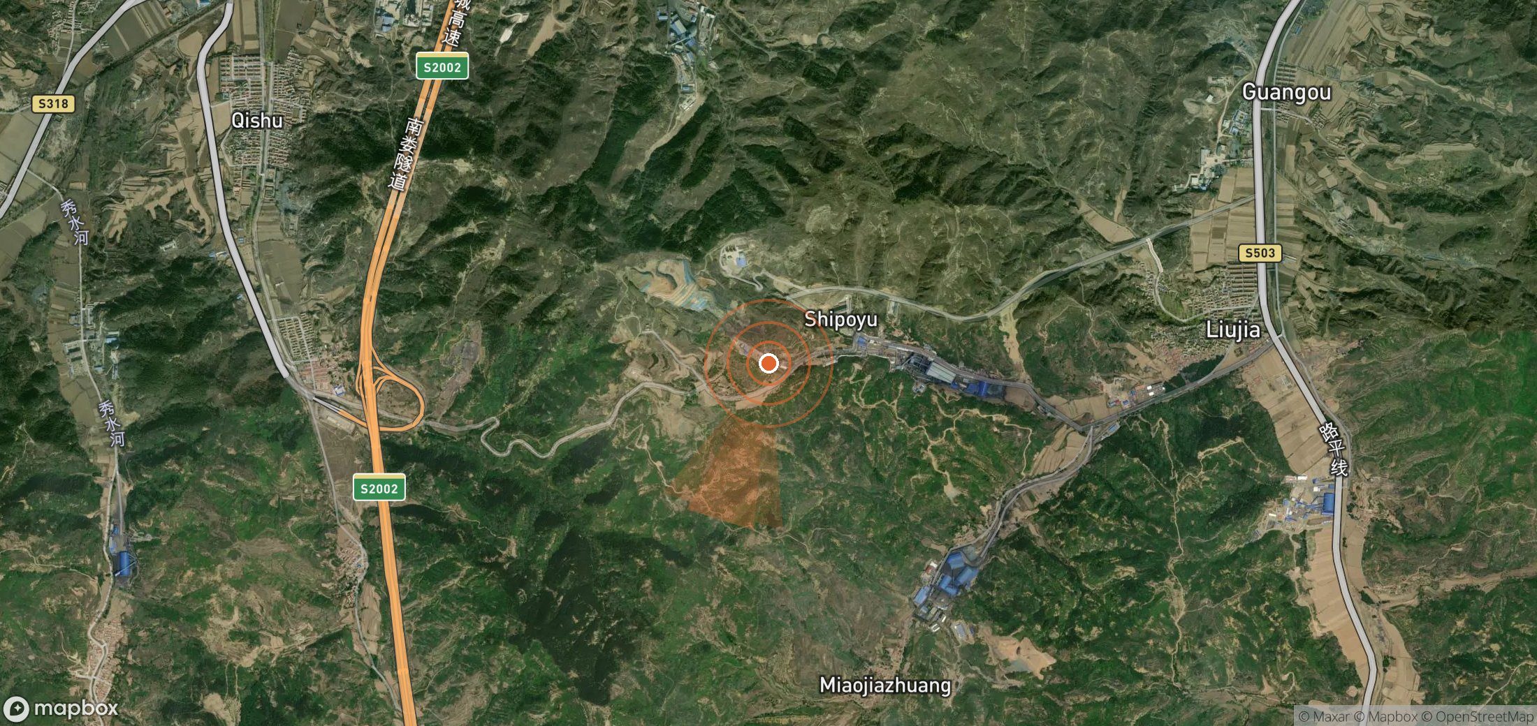 Satellite map of methane plume locations in China