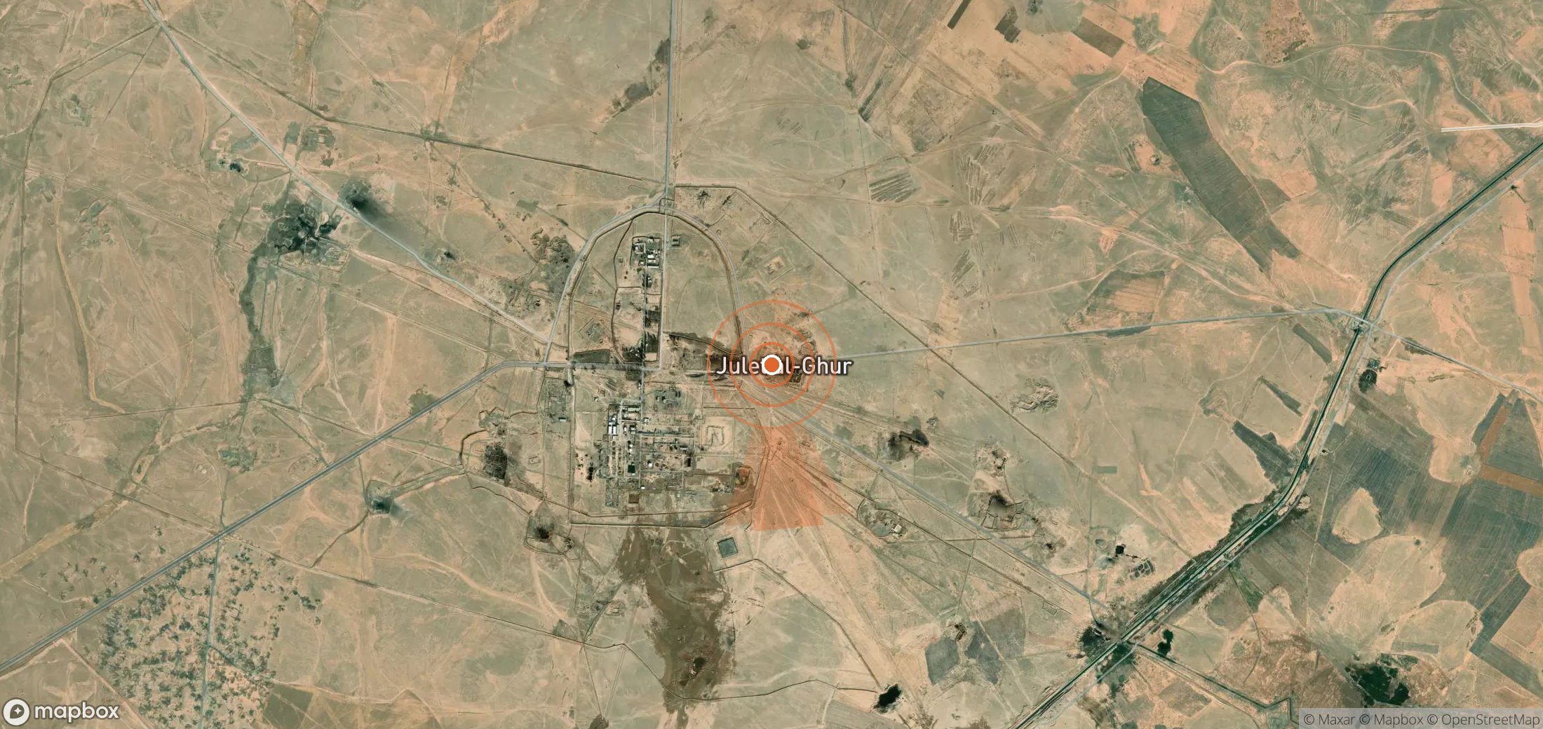 Mapa satelital de plumas de metano en Siria