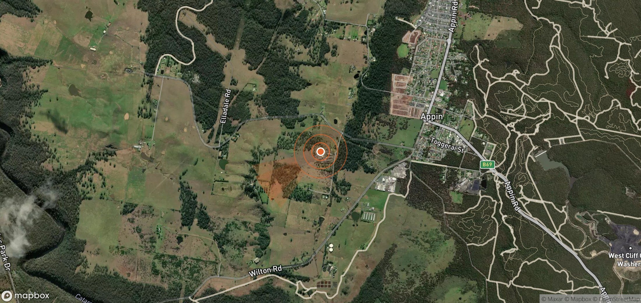 Satellite map of methane plume locations in Australia