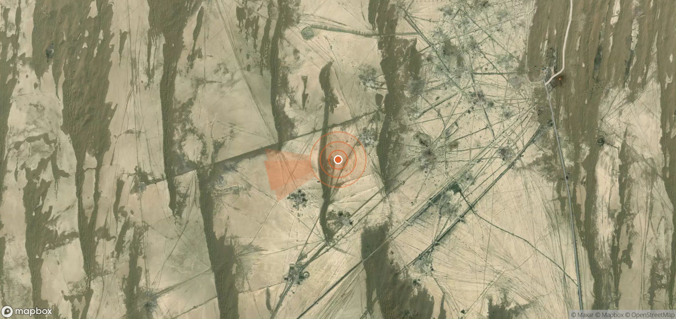 Satellite map of methane plume locations in Turkmenistan