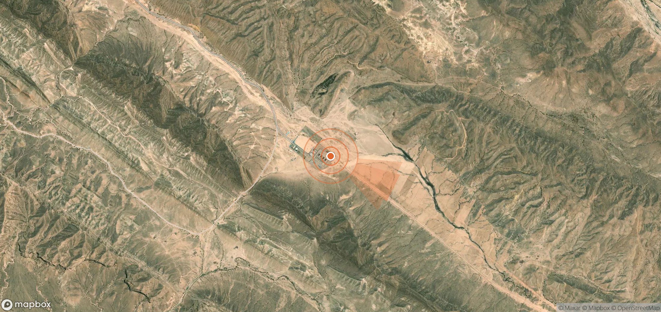 Mapa satelital de plumas de metano en Irán