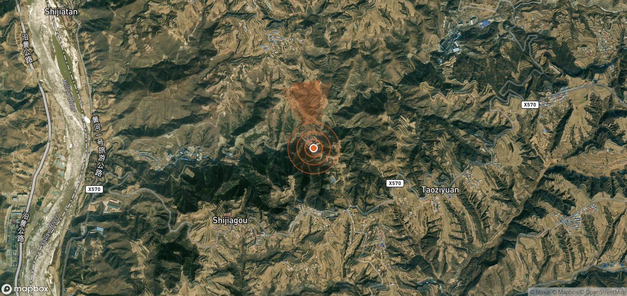 Satellite map of methane plume locations in China