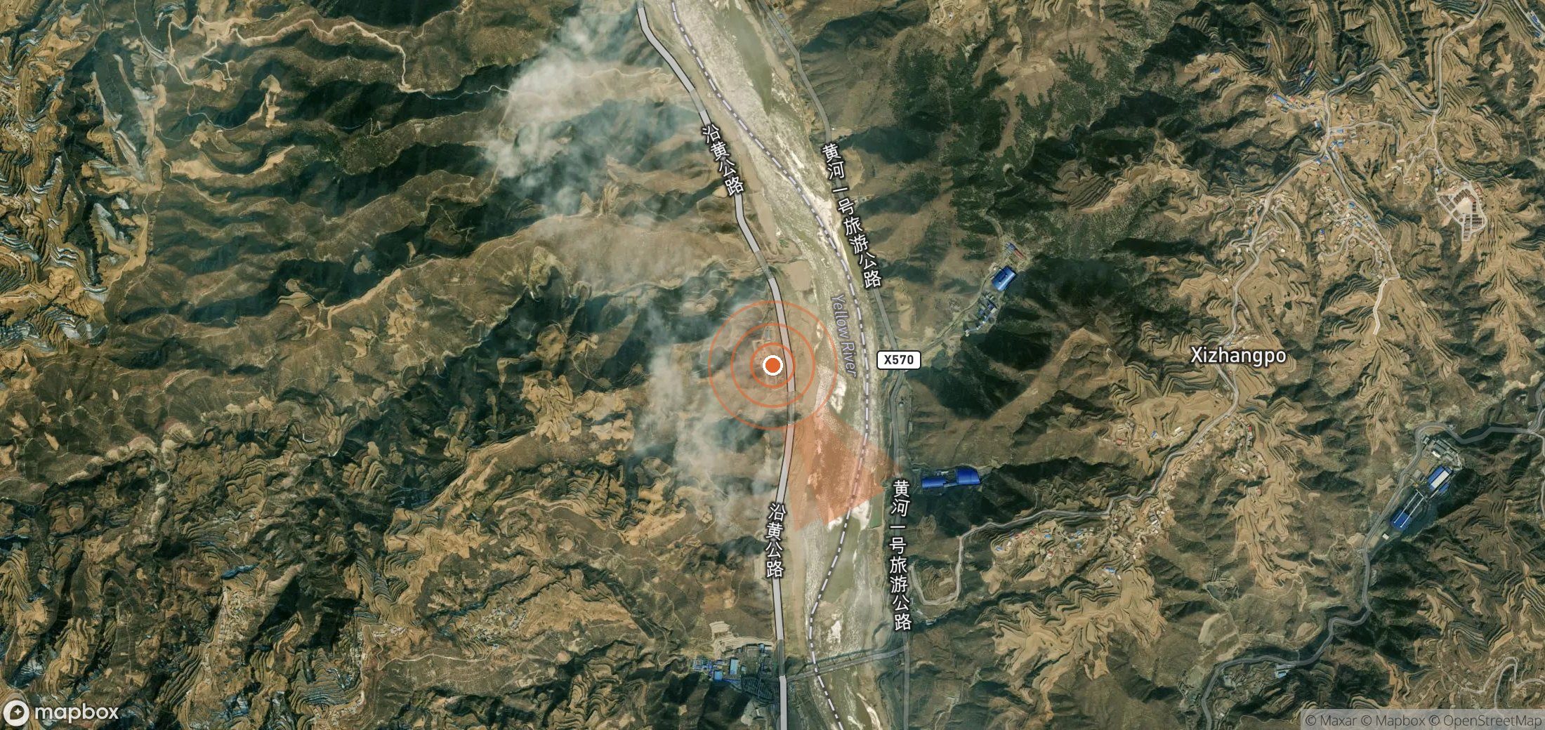 Satellite map of methane plume locations in China